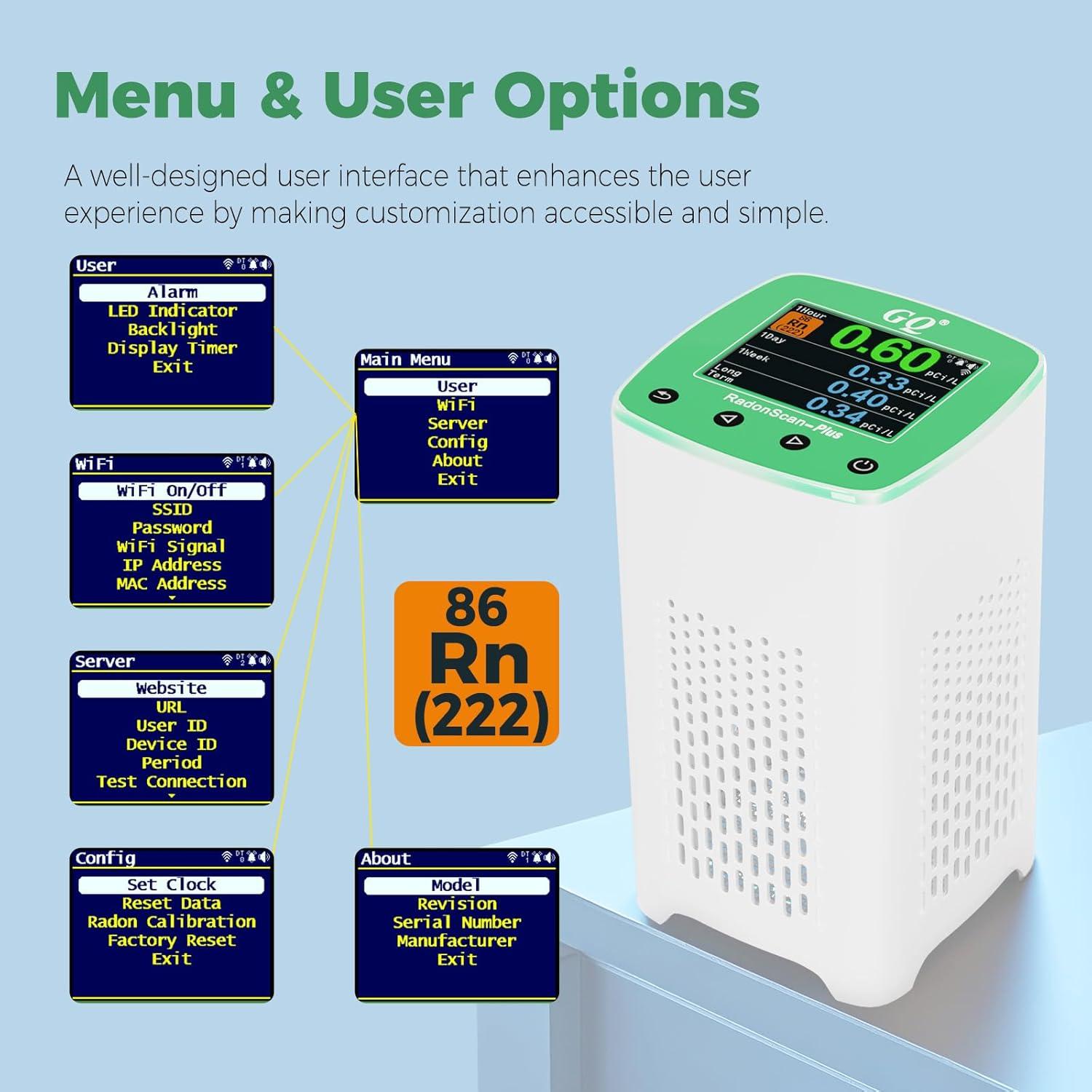 Detector de Gas Radón GQ RadonScan-Plus Monitoreo Remoto