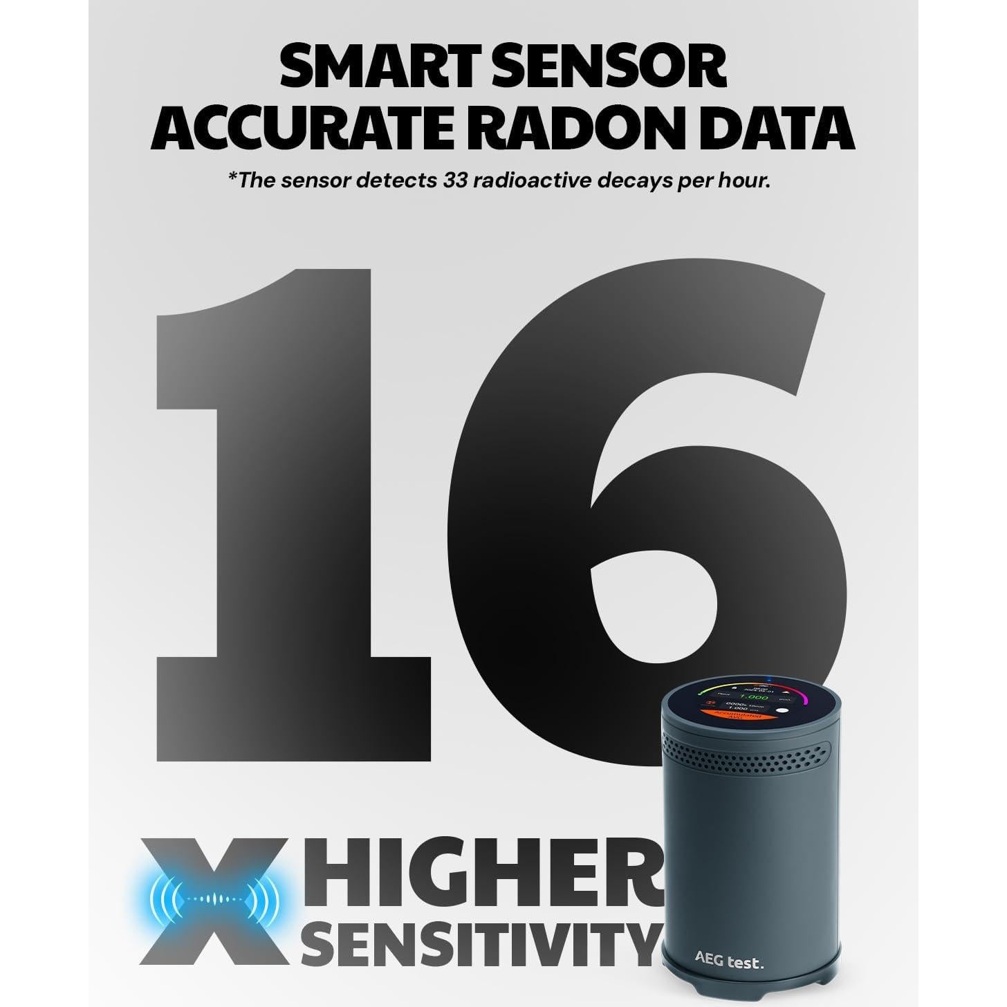 Detector de Radón HOUND-3699 AEGTEST Pantalla Táctil Color
