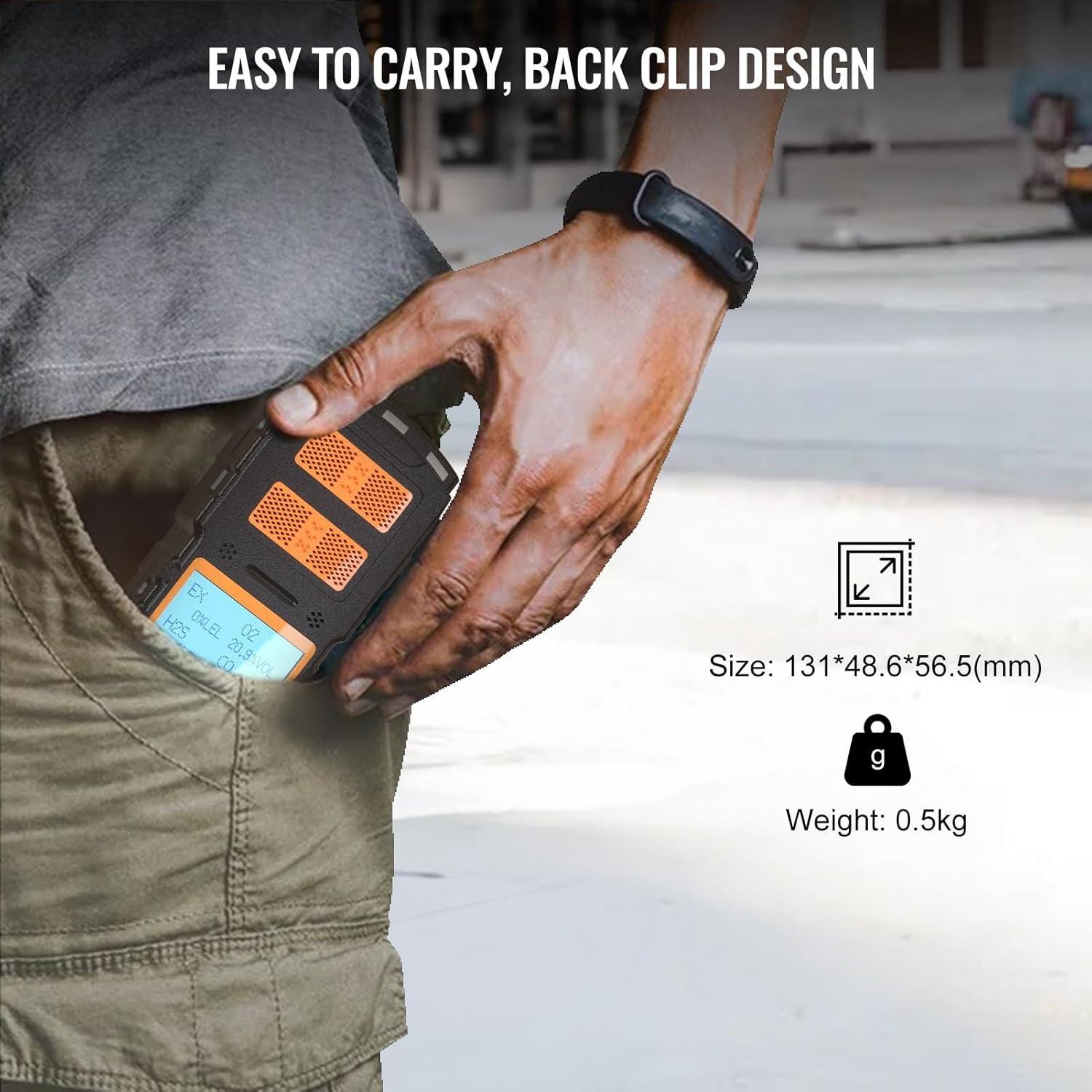 Detector de Gas 4 en 1 AKSTEST H2S CO LEL O2 Recargable