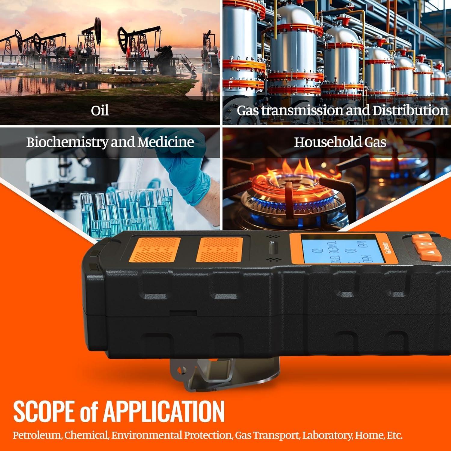 Detector de Gas 4 en 1 AKSTEST H2S CO LEL O2 Recargable