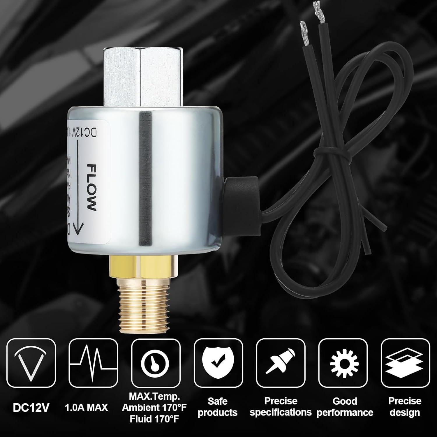 Válvula Solenoide 12V LPG Propano 1/4" NPT Acero Inoxidable