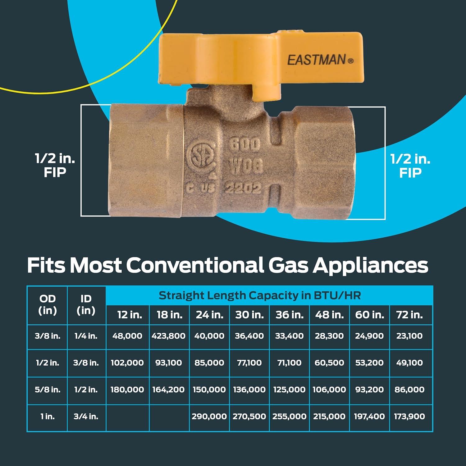 Válvula de Bola de Gas Eastman 1/2" Latón 60009B