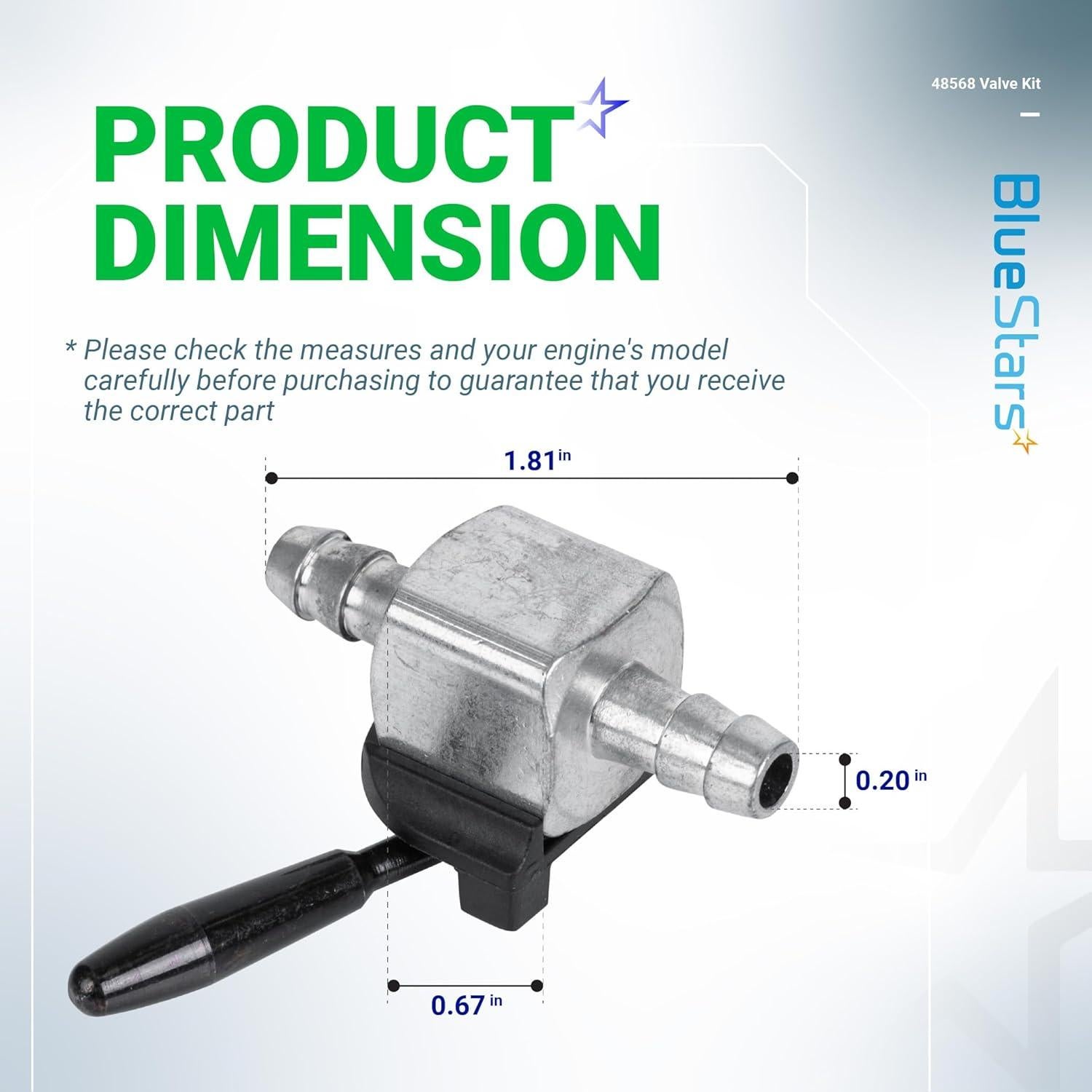 Válvula de Corte de Combustible BlueStars 48568 1/4" para Cortacésped