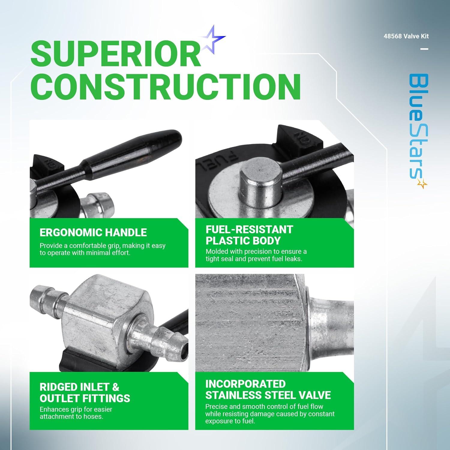 Válvula de Corte de Combustible BlueStars 48568 1/4" para Cortacésped