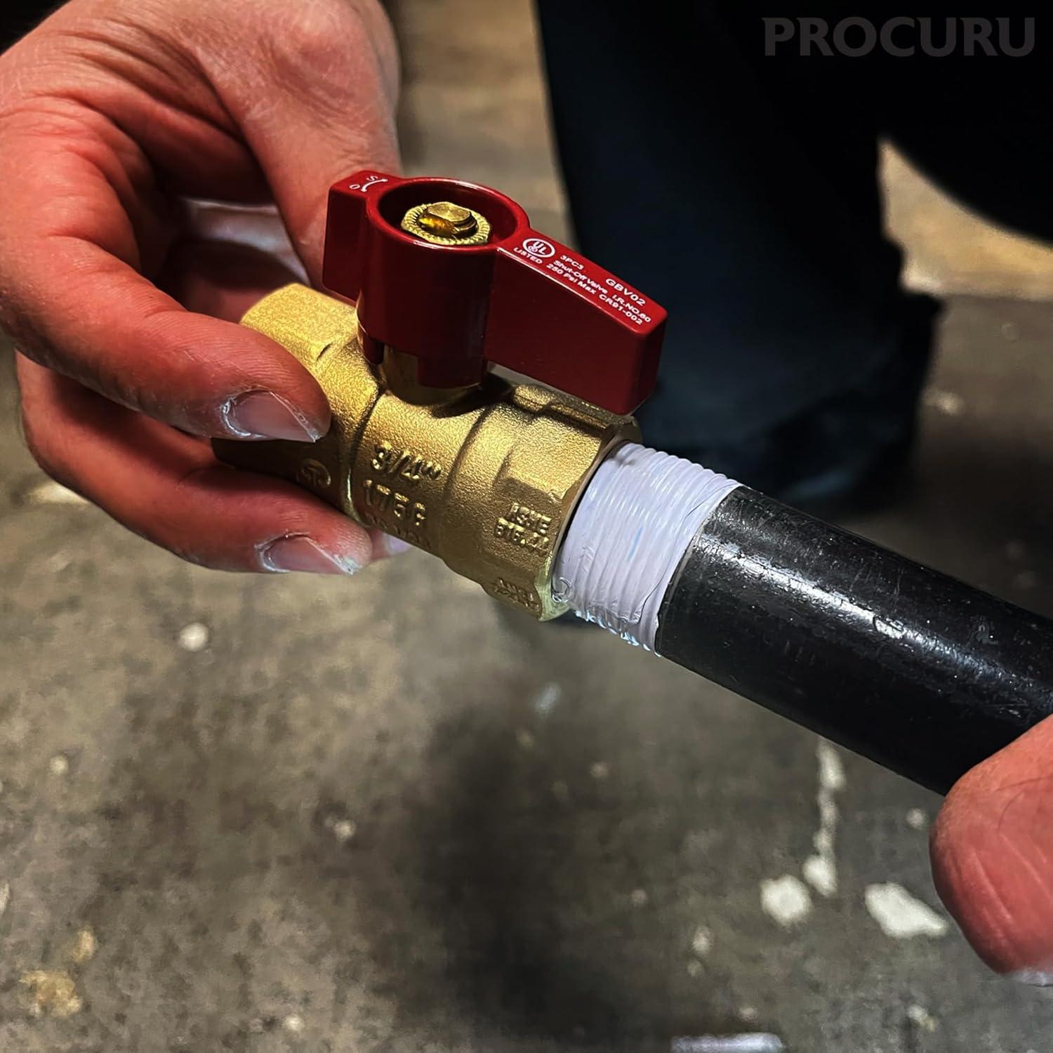 Válvula de Bola de Gas PROCURU 1 Pulgada Latón Certificada CSA