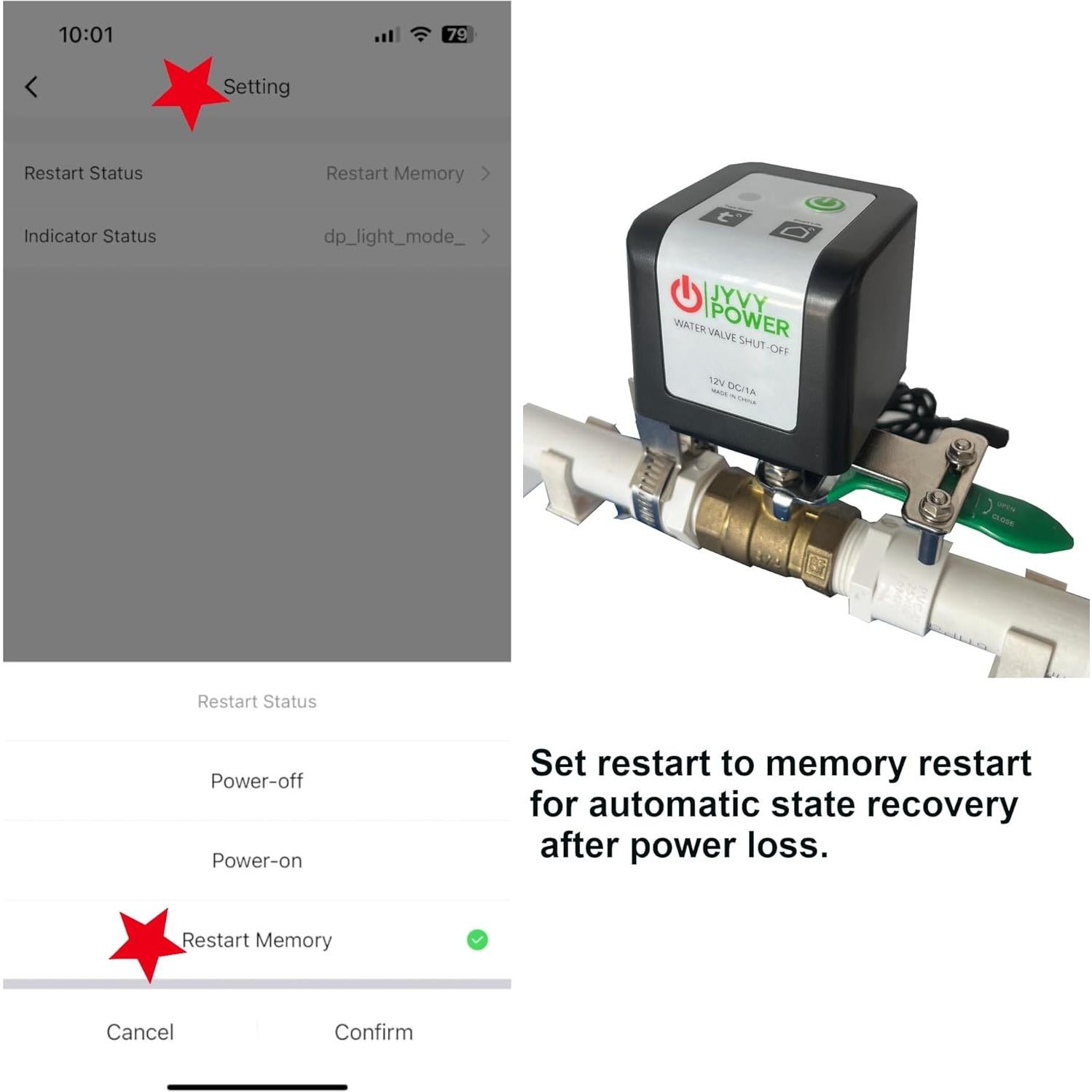 Válvula de Bola Inteligente JYVY POWER WiFi 2.4GHz Control Remoto