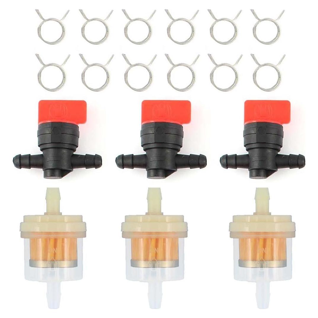 Válvulas de Corte de Combustible 1/4" MOTOKU con Filtros y Abrazaderas