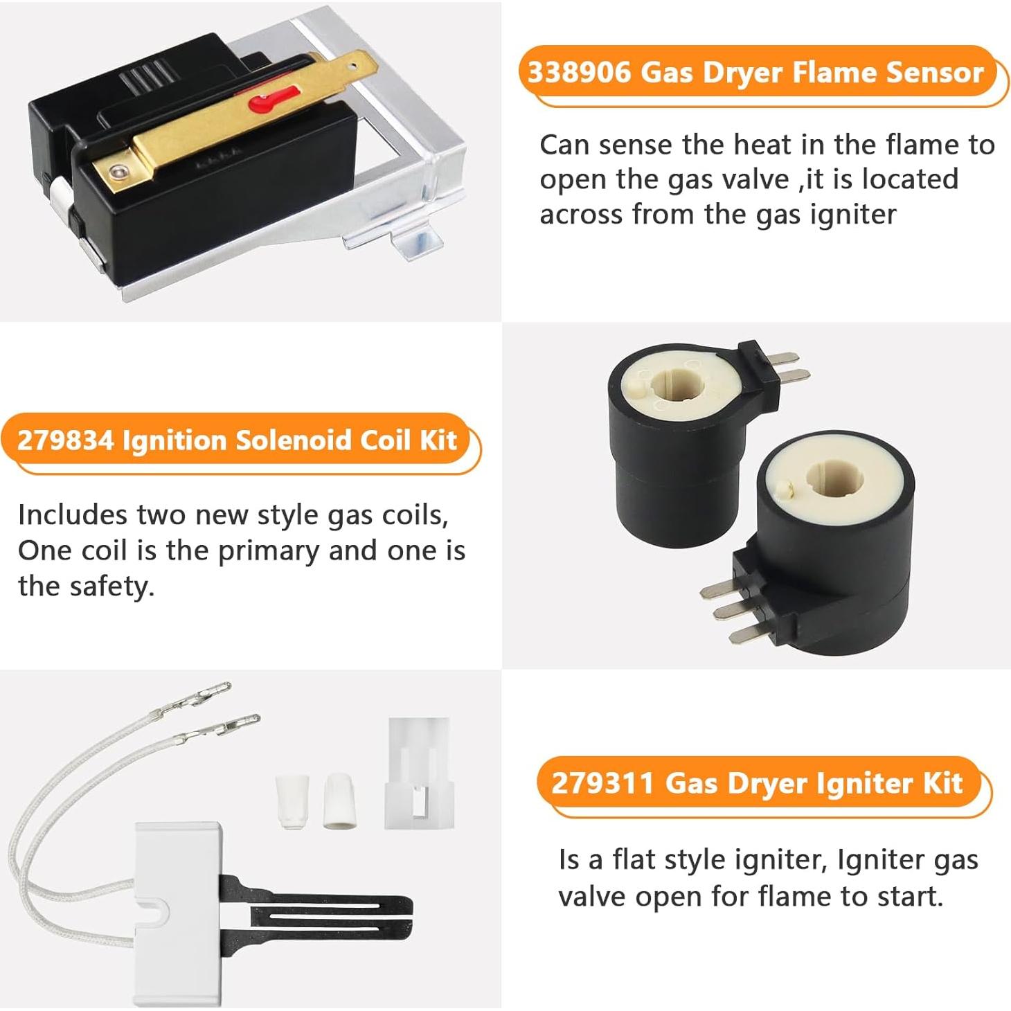 Kit de Reparación Secadora Gas Blutoget WP338906 279311 279834