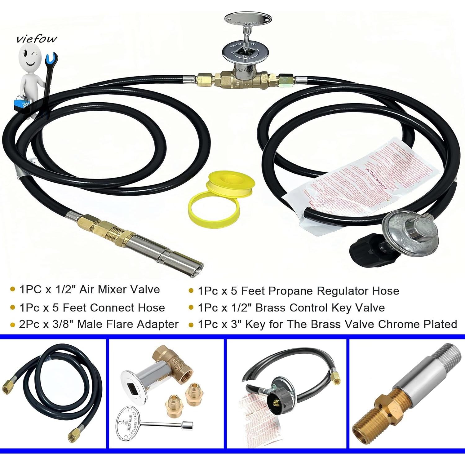 Kit de fogatas de gas propano Viefow con manguera 1.52m