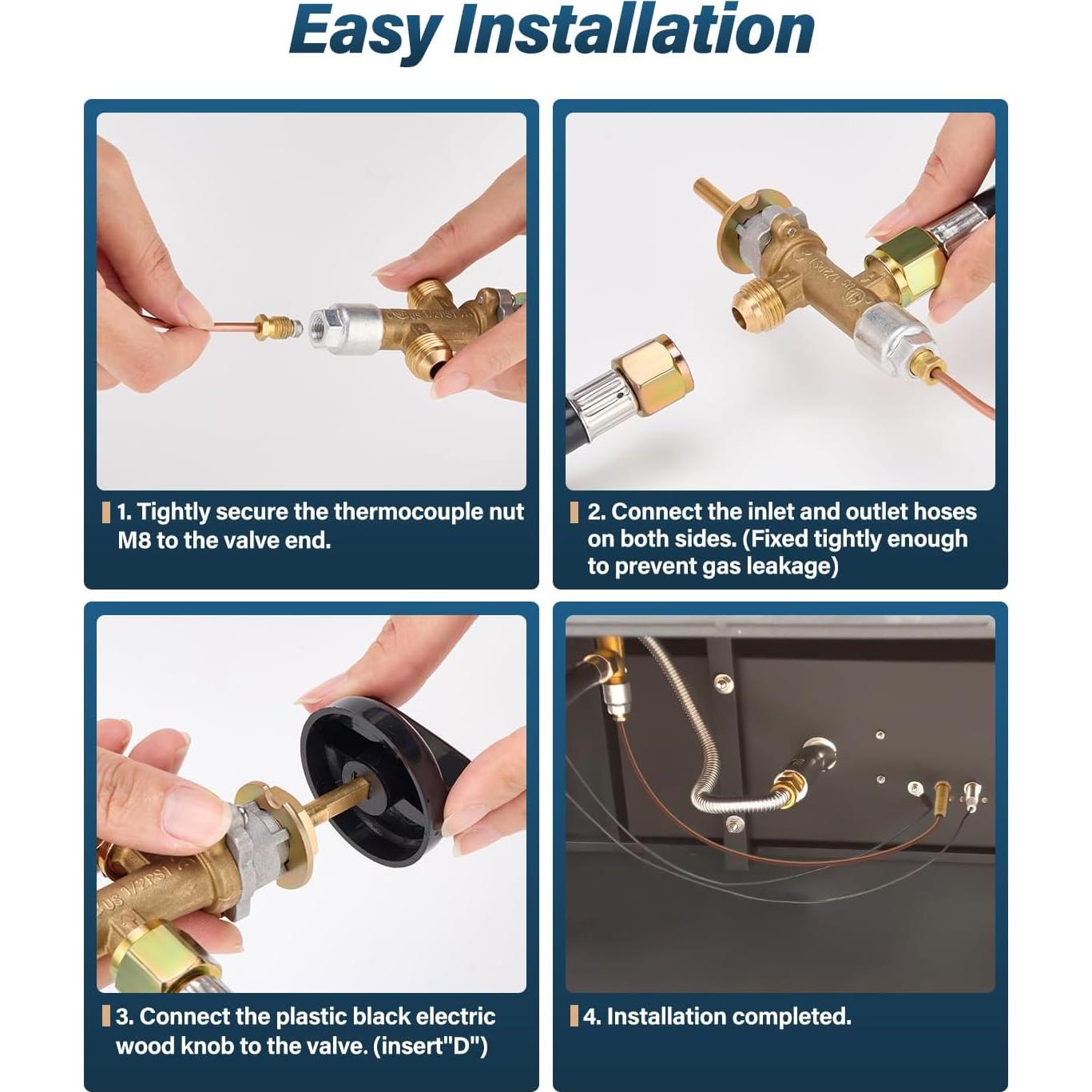 Kit Válvula de Control de Gas Propano WADEO con Termopar 600mm