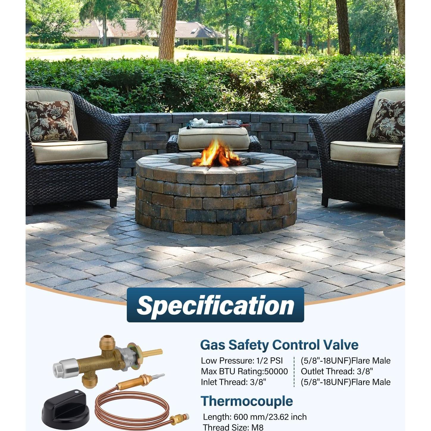 Kit Válvula de Control de Gas Propano WADEO con Termopar 600mm