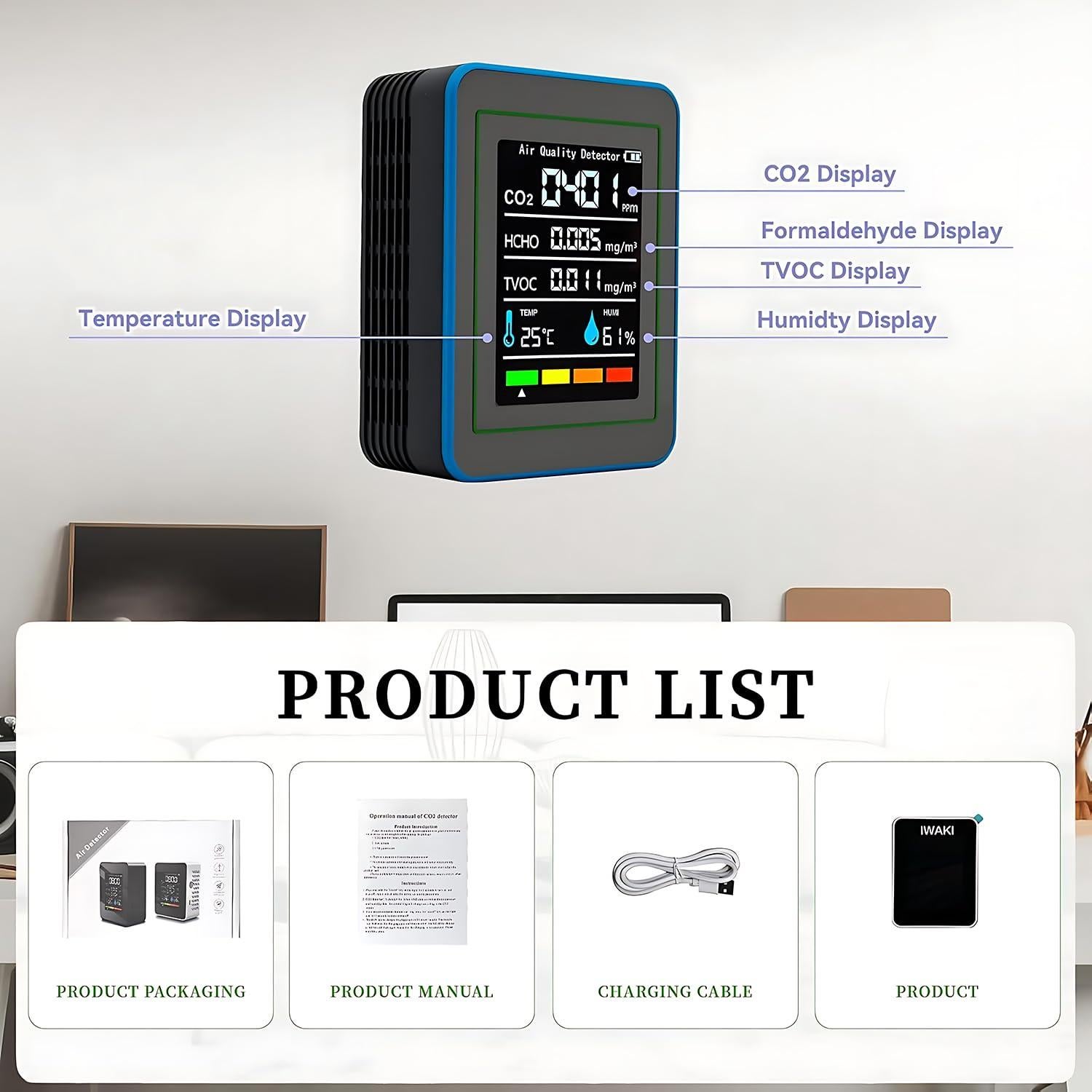 Monitor de Calidad del Aire 5 en 1 RISOON ZN-MT25 Portátil