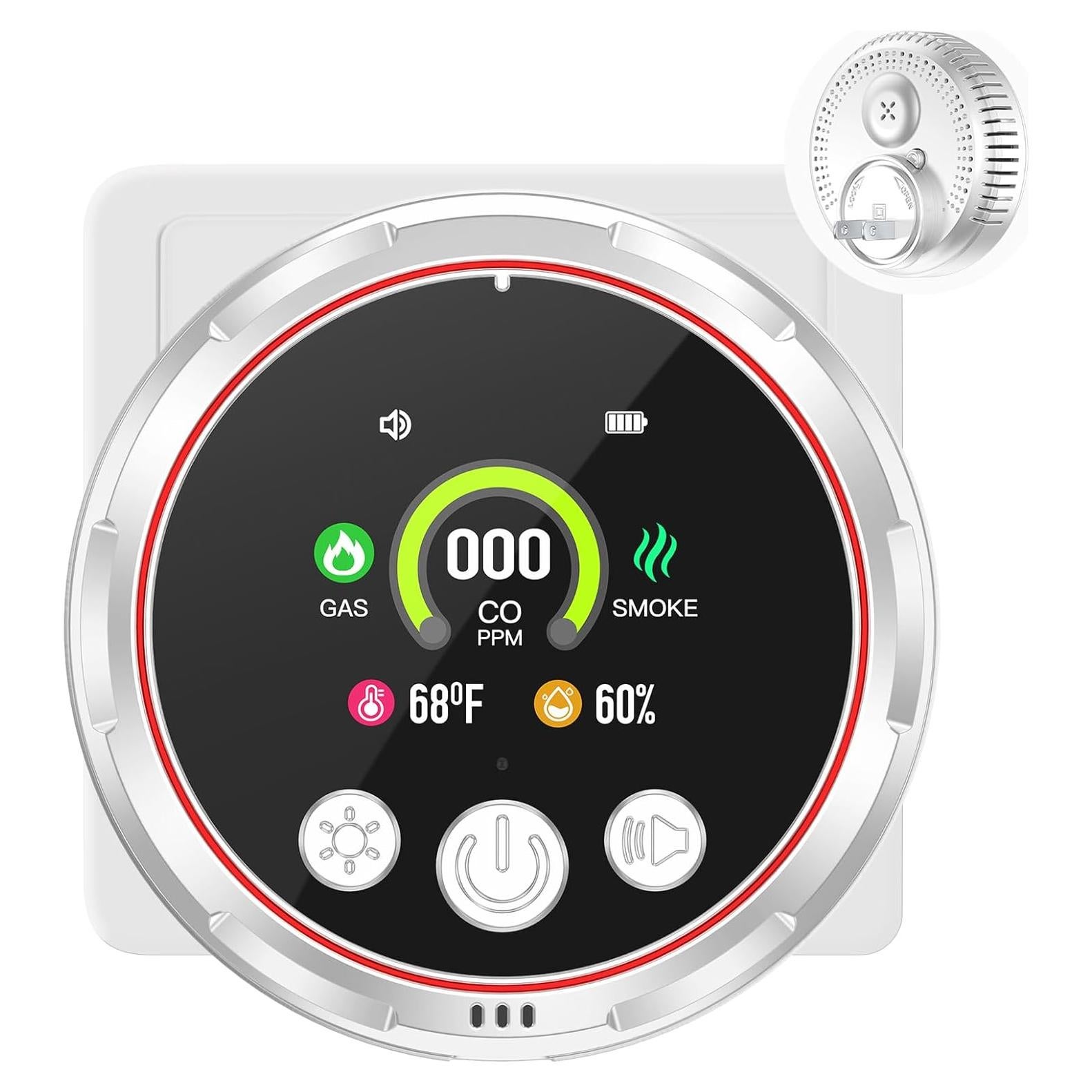 Detector de Gas y Monóxido de Carbono JYSONGHU 5-en-1 Enchufable