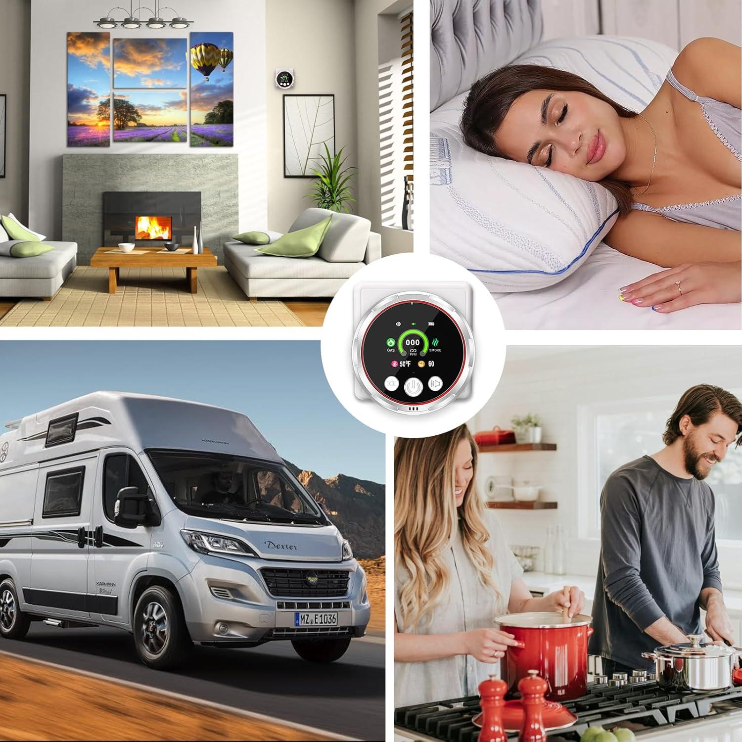 Detector de Gas y Monóxido de Carbono JYSONGHU 5-en-1 Enchufable