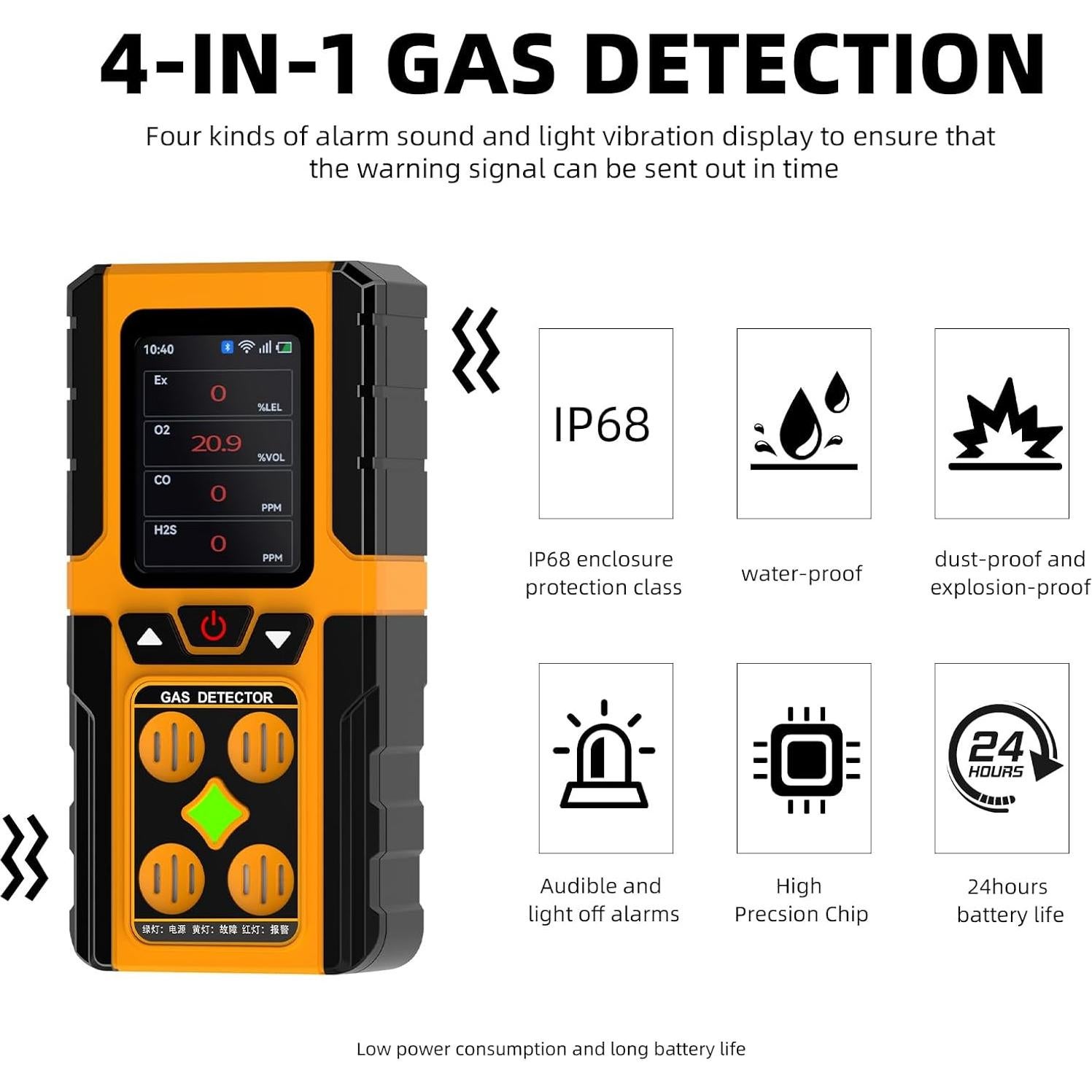 Monitor de Gas 4 en 1 WAJOHRN RC01 - H2S, O2, CO, LEL