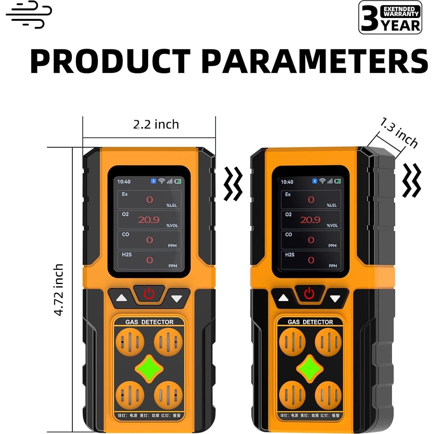 Monitor de Gas 4 en 1 WAJOHRN RC01 - H2S, O2, CO, LEL