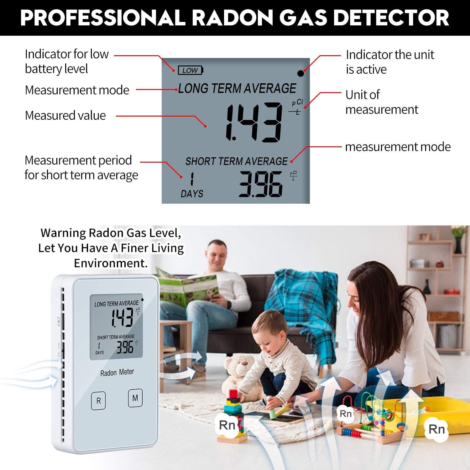 Detector de Radón Funny Kitchen HRDM-02, Portátil y Recargable