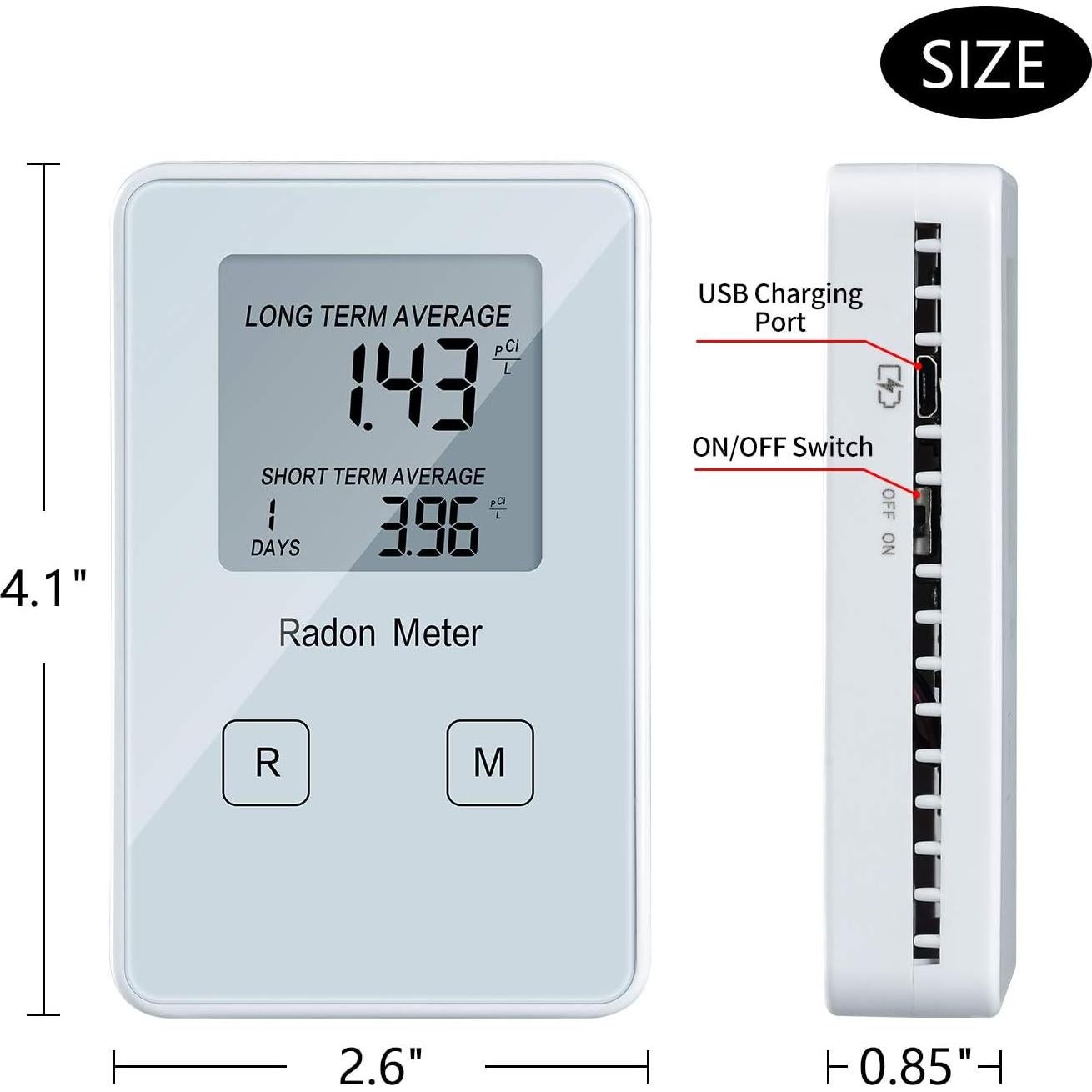 Detector de Radón Funny Kitchen HRDM-02, Portátil y Recargable