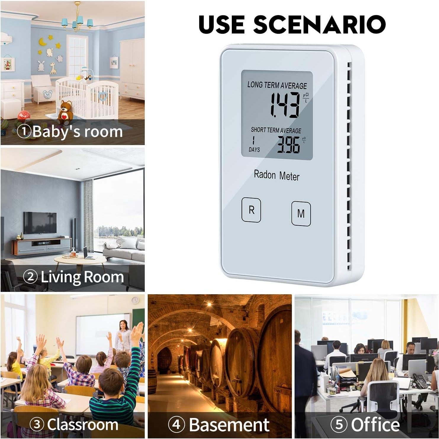 Detector de Radón Funny Kitchen HRDM-02, Portátil y Recargable