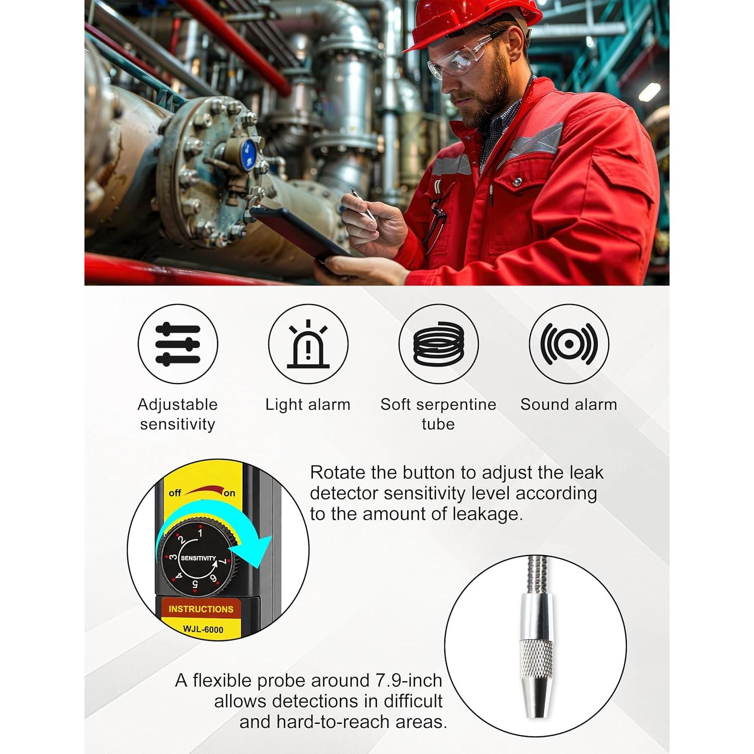 Detector de Fugas de Gas Halógeno AMTAST WJL-6000 con Alarma