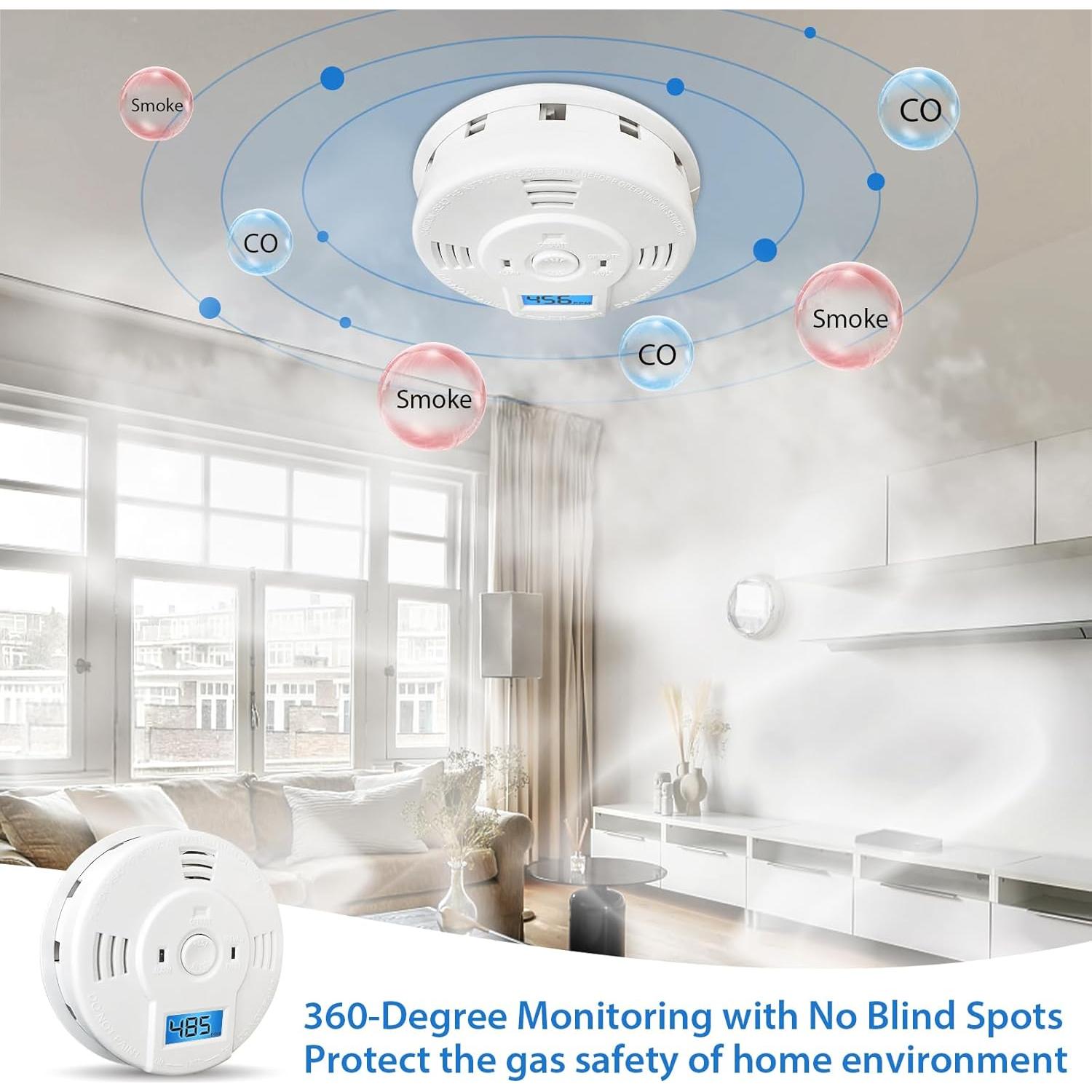 Detector de Humo y Monóxido de Carbono Shackcom, Alarma LCD 5 Años