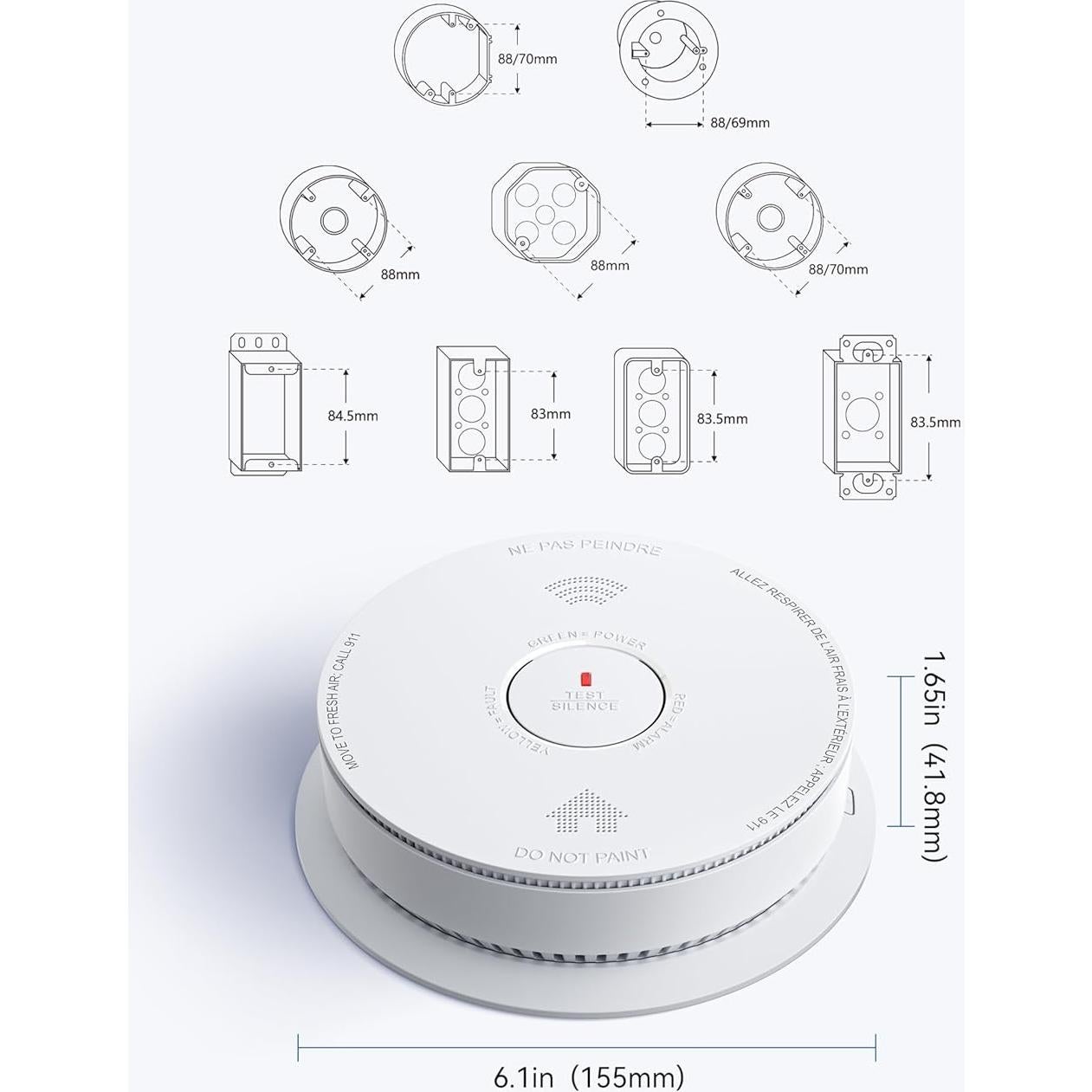 Detector de Humo y Monóxido SITERWELL GS886-H02 Paquete de 4