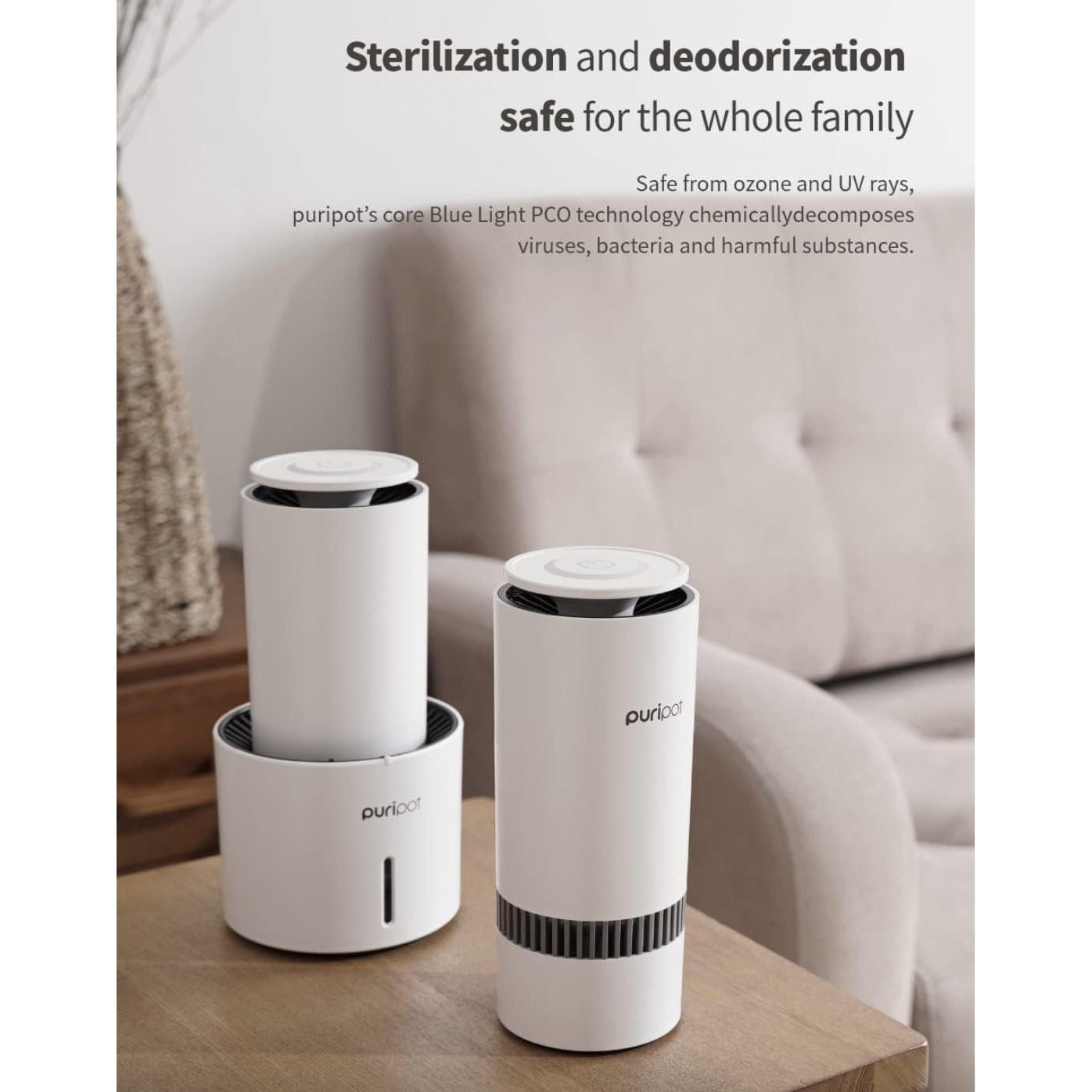 Purificador de Aire Portátil Puripot M1+ con Luz Azul y Sensor VOC