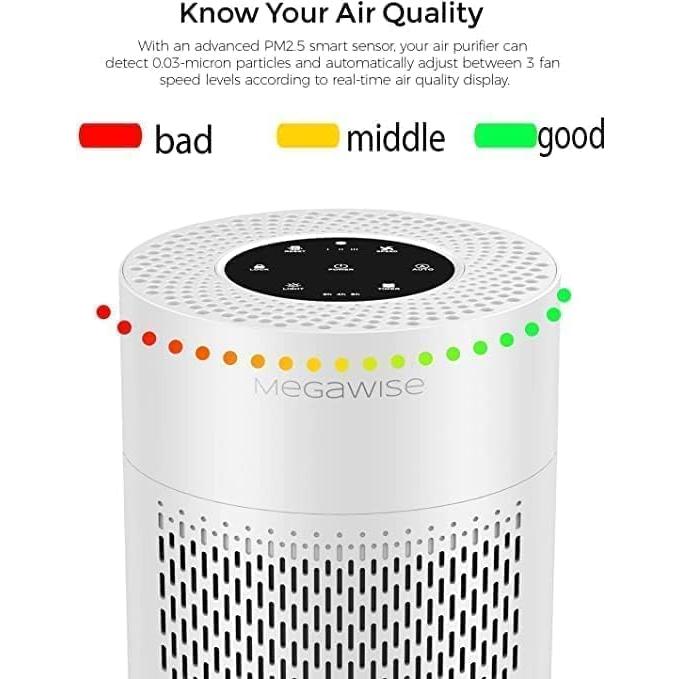 Purificador de Aire MEGAWISE EPI235A HEPA H13 87 m² Blanco