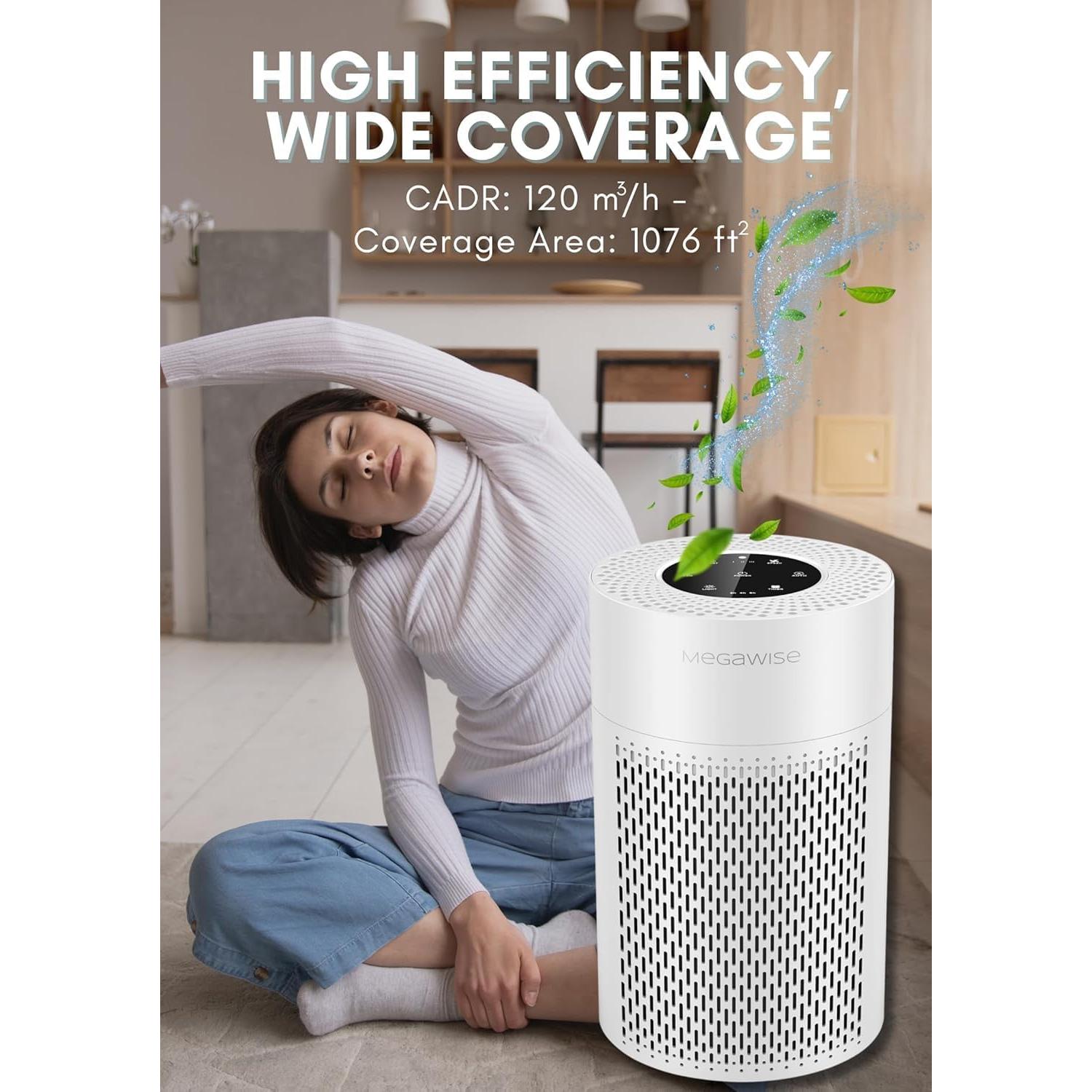 Purificador de Aire MEGAWISE EPI235A HEPA H13 87 m² Blanco