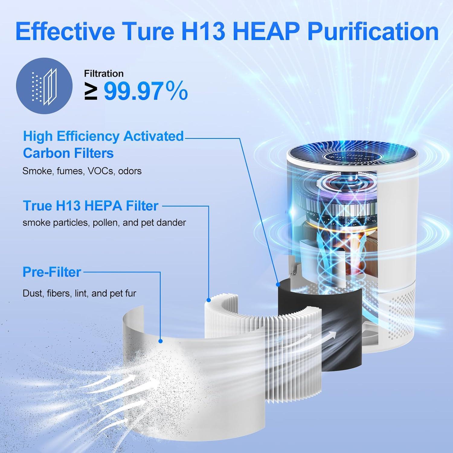 Purificador de aire Chuboor PJ-01 HEPA para habitaciones grandes