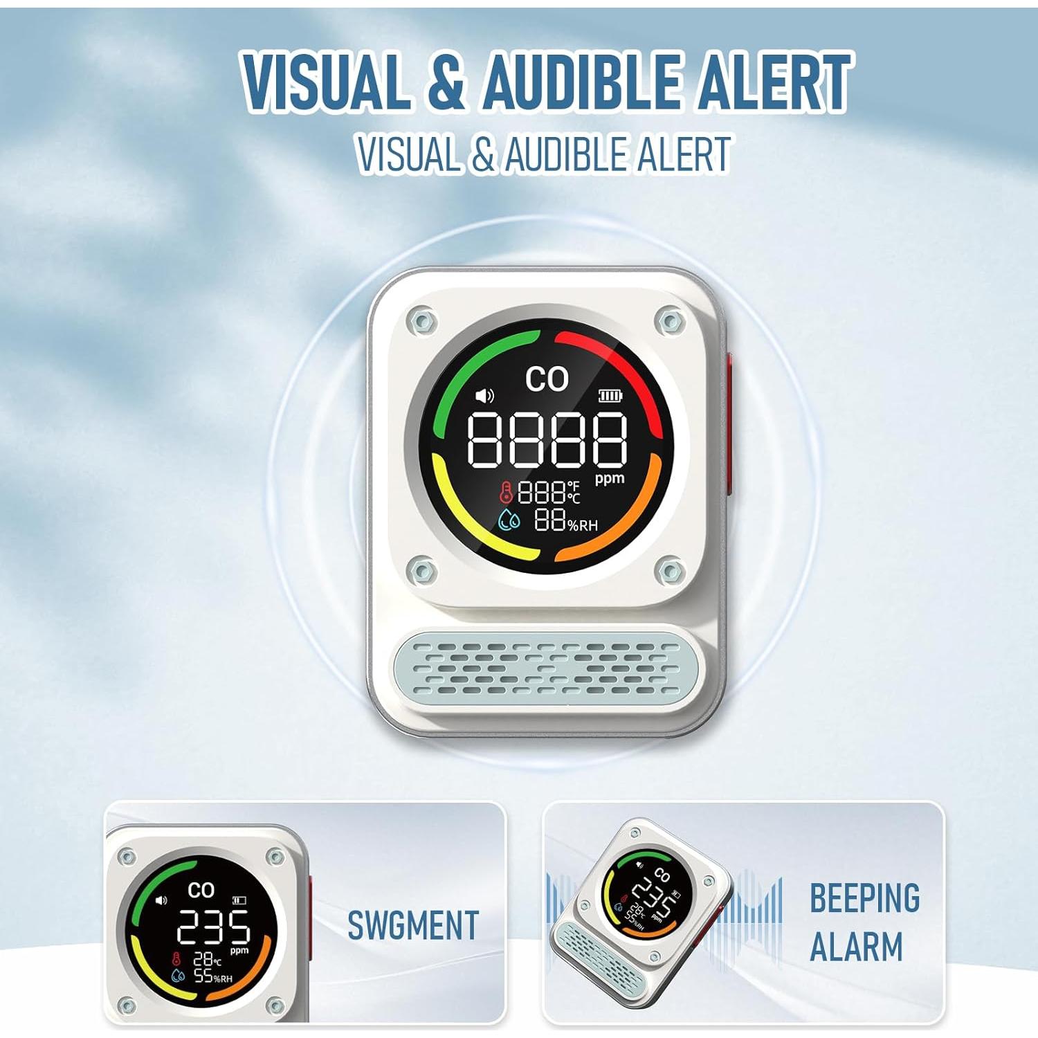 Detector de Monóxido de Carbono Portátil MOESAPU BH-X01 3-en-1