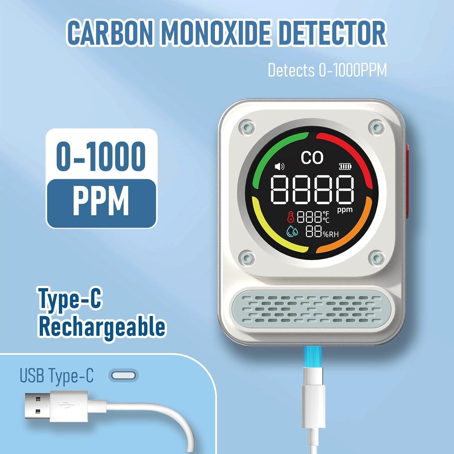 Detector de Monóxido de Carbono Portátil MOESAPU BH-X01 3-en-1