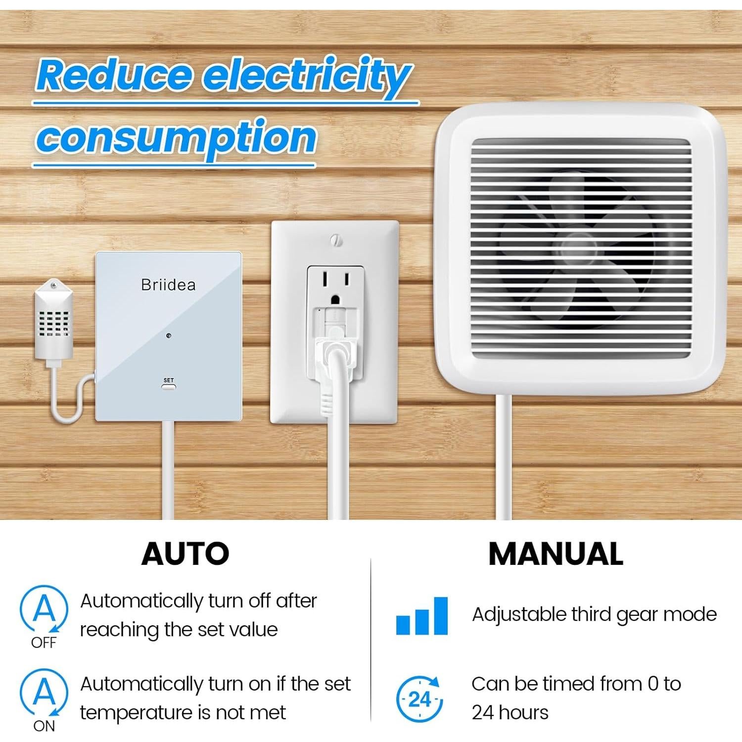 Controlador Inalámbrico de Ventilador Briidea - 360W con Sensor