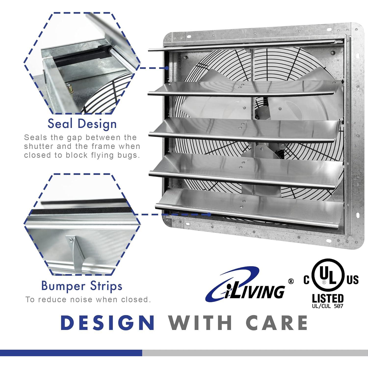 Ventilador de Escape iLIVING 20" con Controlador Thermospeed