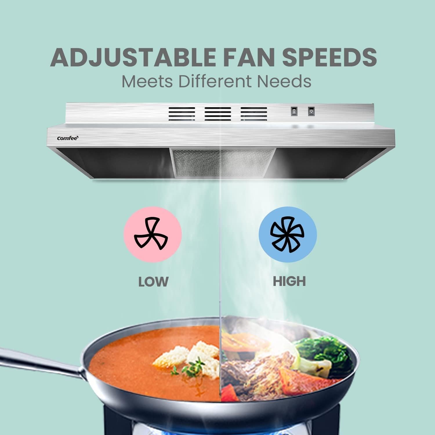 Campana Extractora Comfee CVU30W2AST 30" Acero Inoxidable 200 CFM