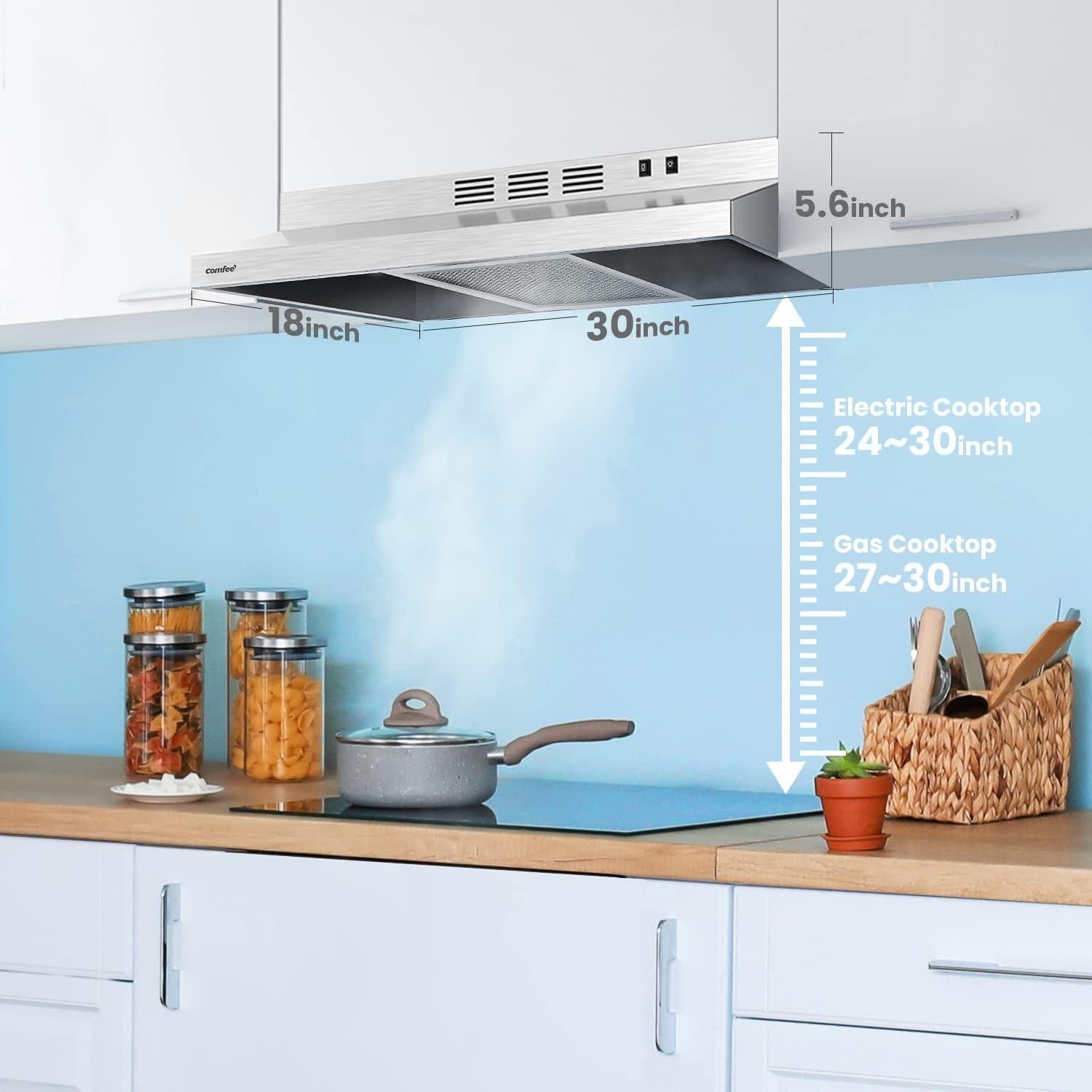 Campana Extractora Comfee CVU30W2AST 30" Acero Inoxidable 200 CFM