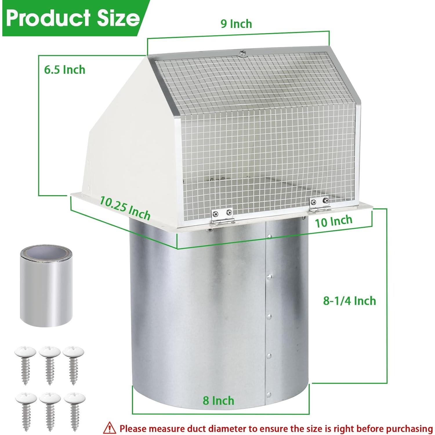 Cubierta de Ventilación de Pared JYINCPED 8" Acero Galvanizado