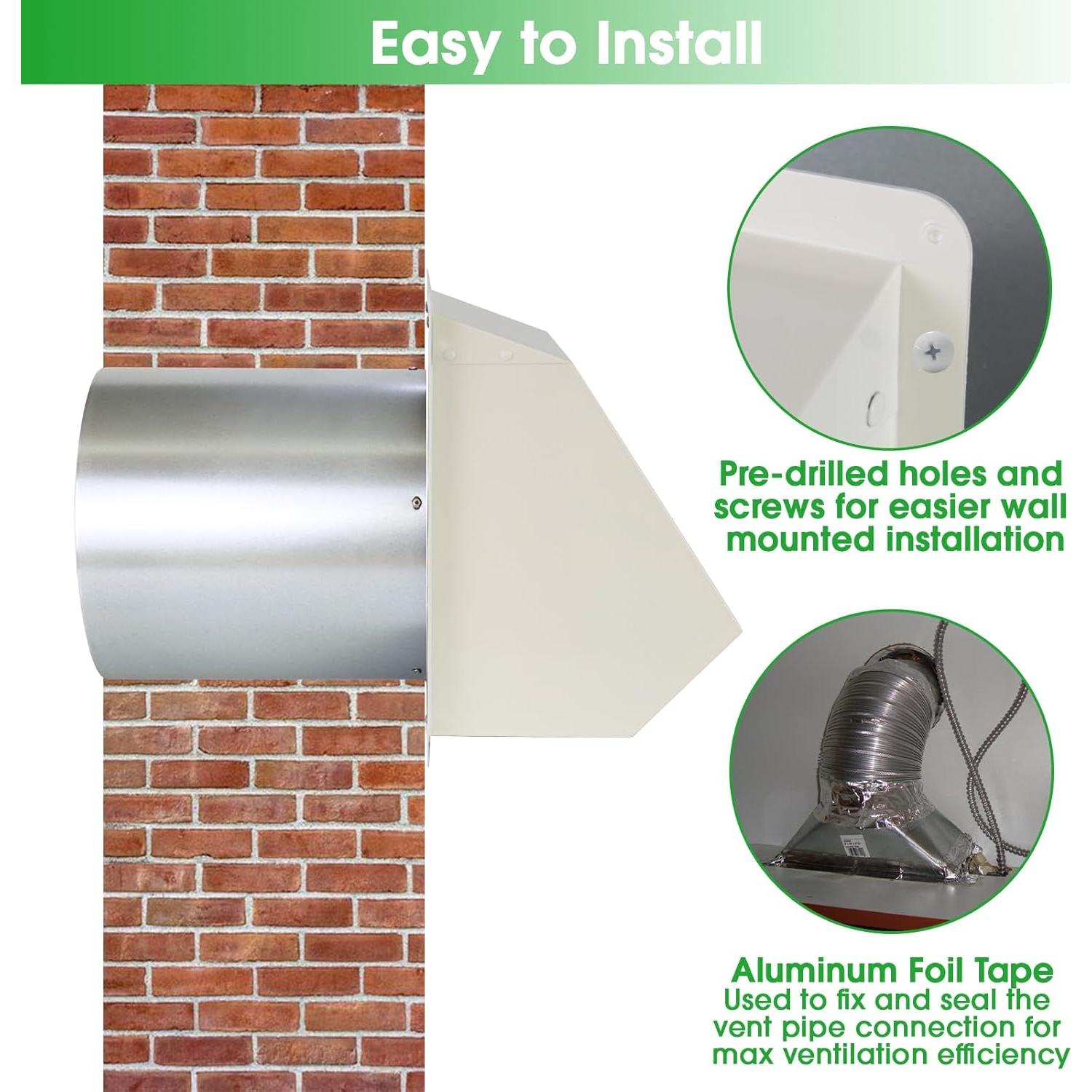 Cubierta de Ventilación de Pared JYINCPED 8" Acero Galvanizado