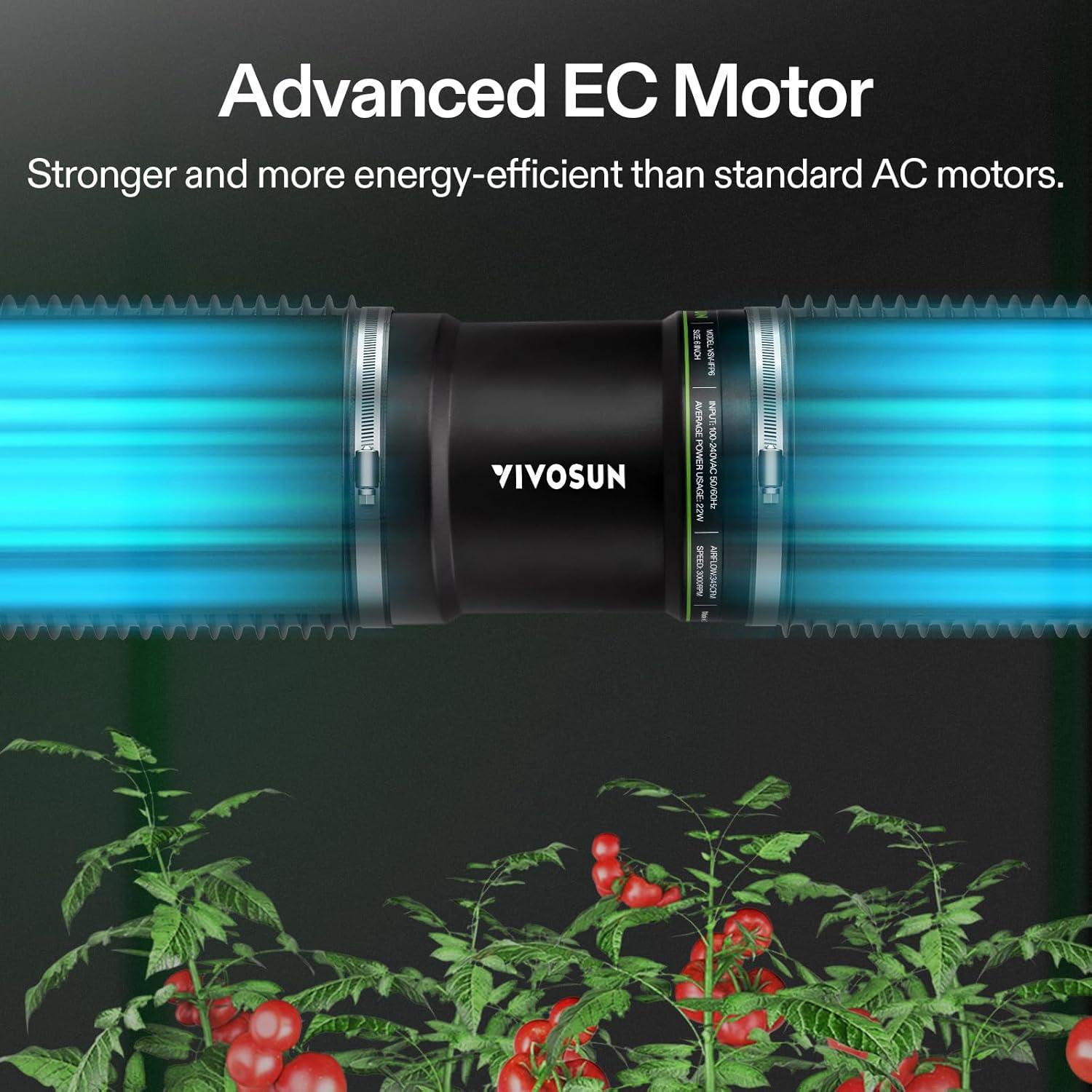 Ventilador de Conducto Aumentador VIVOSUN 6" 345 CFM Silencioso