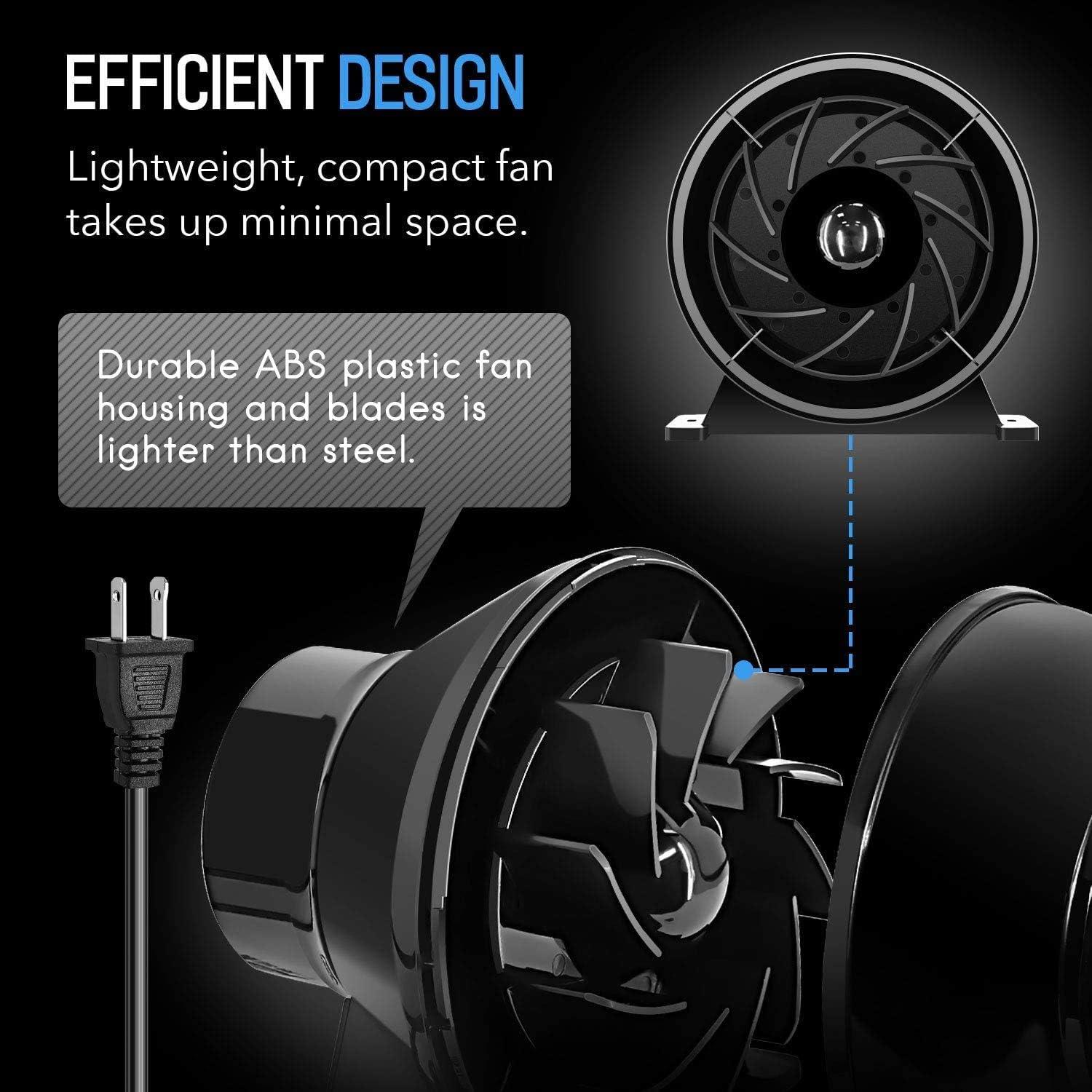 Ventilador Inline iPower 4" 195 CFM + Filtro Carbón + Conducto 2.44m