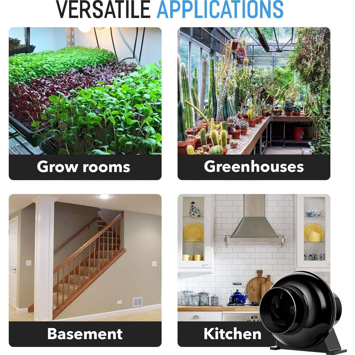 Ventilador Inline iPower 4" 195 CFM + Filtro Carbón + Conducto 2.44m