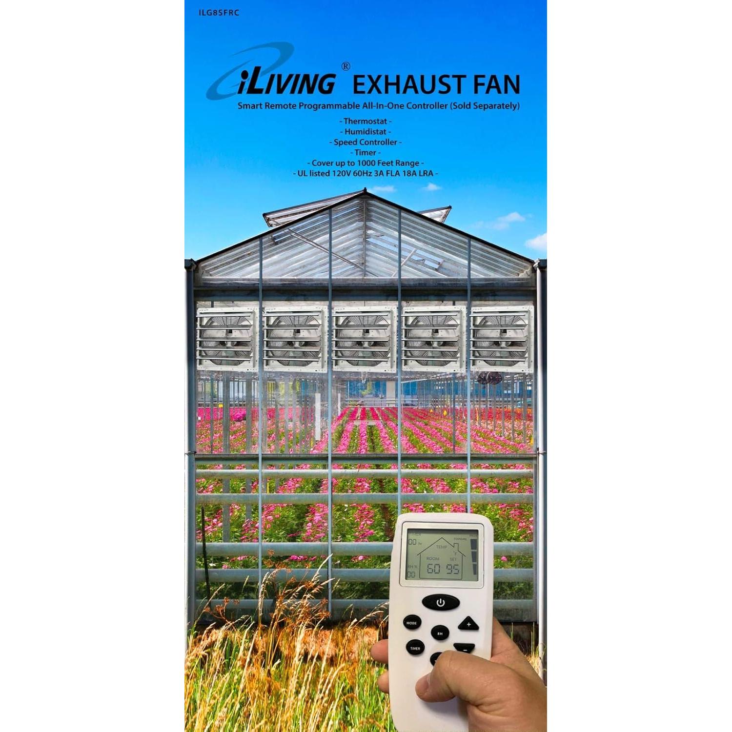 Ventilador de Escape iLiving 24" con Obturador Automático - 4244 CFM