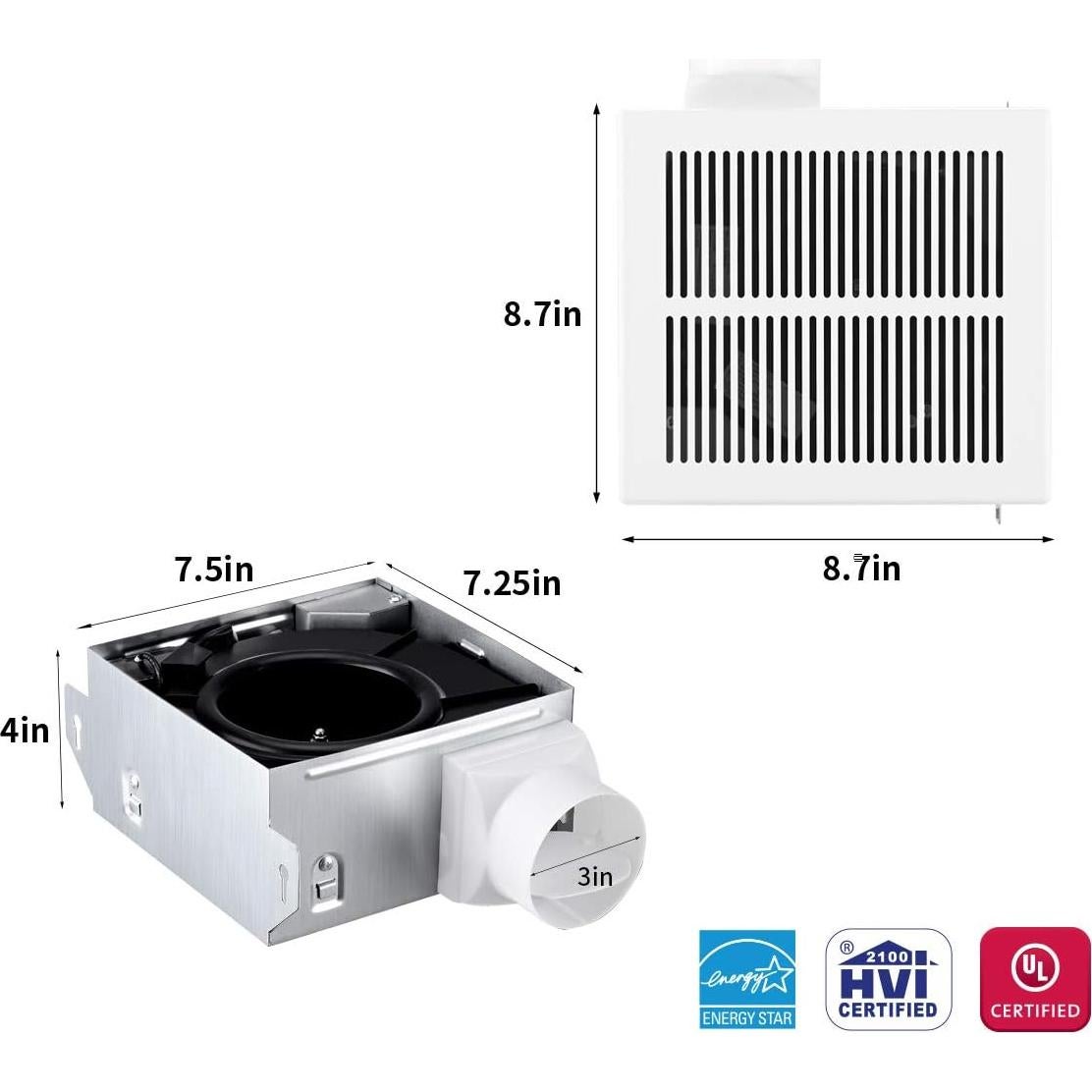 Ventilador de Baño Tech Drive 50 CFM Silencioso 1 Sone