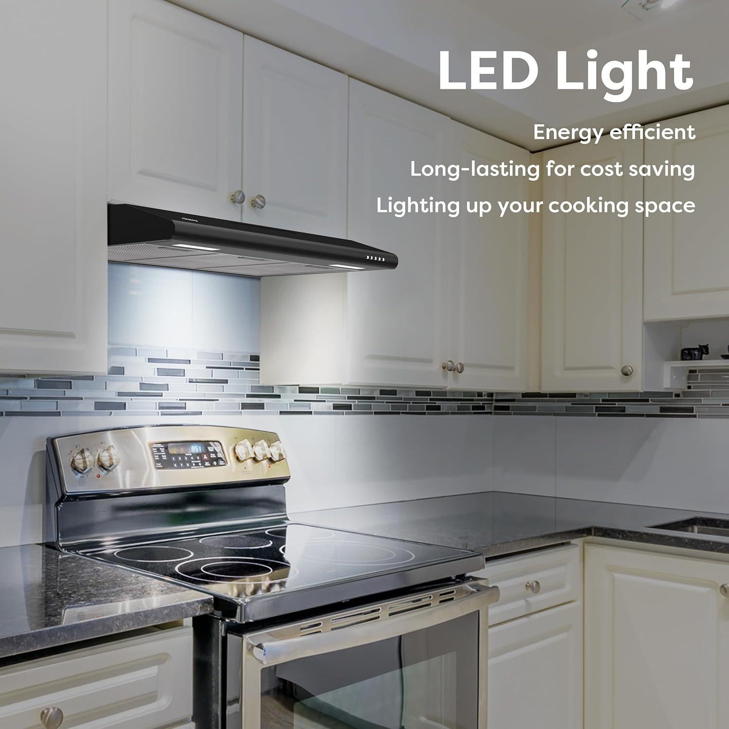 Campana Extractora CIARRA 30" Negra Bajo Gabinete 3 Velocidades