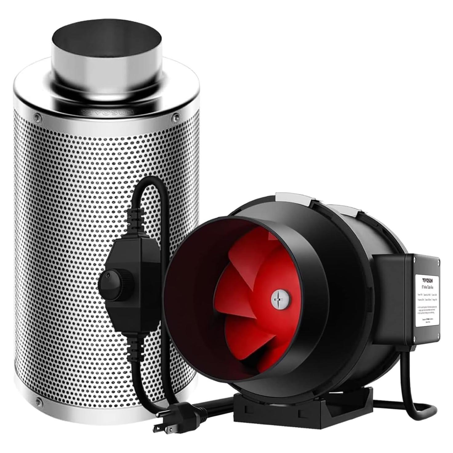 Kit de Ventilación VIVOSUN 6" con Filtro de Carbón 390 CFM