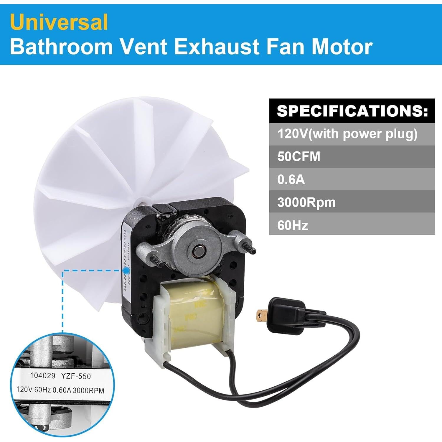 Kit Motor Ventilador Baño Siasky 120V 50CFM Compatible
