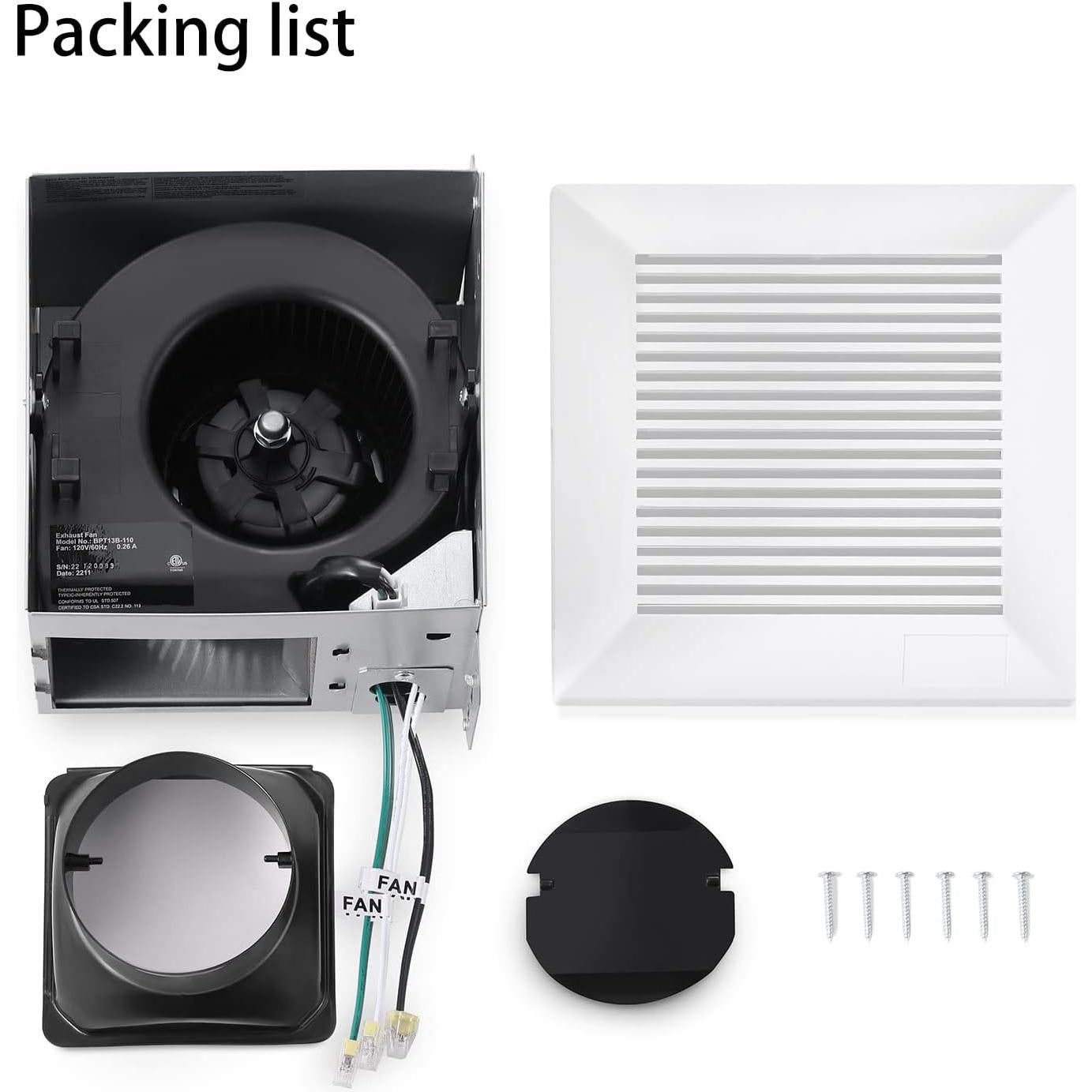 Ventilador de Baño JOEAONZ BPT13B 110 CFM Silencioso