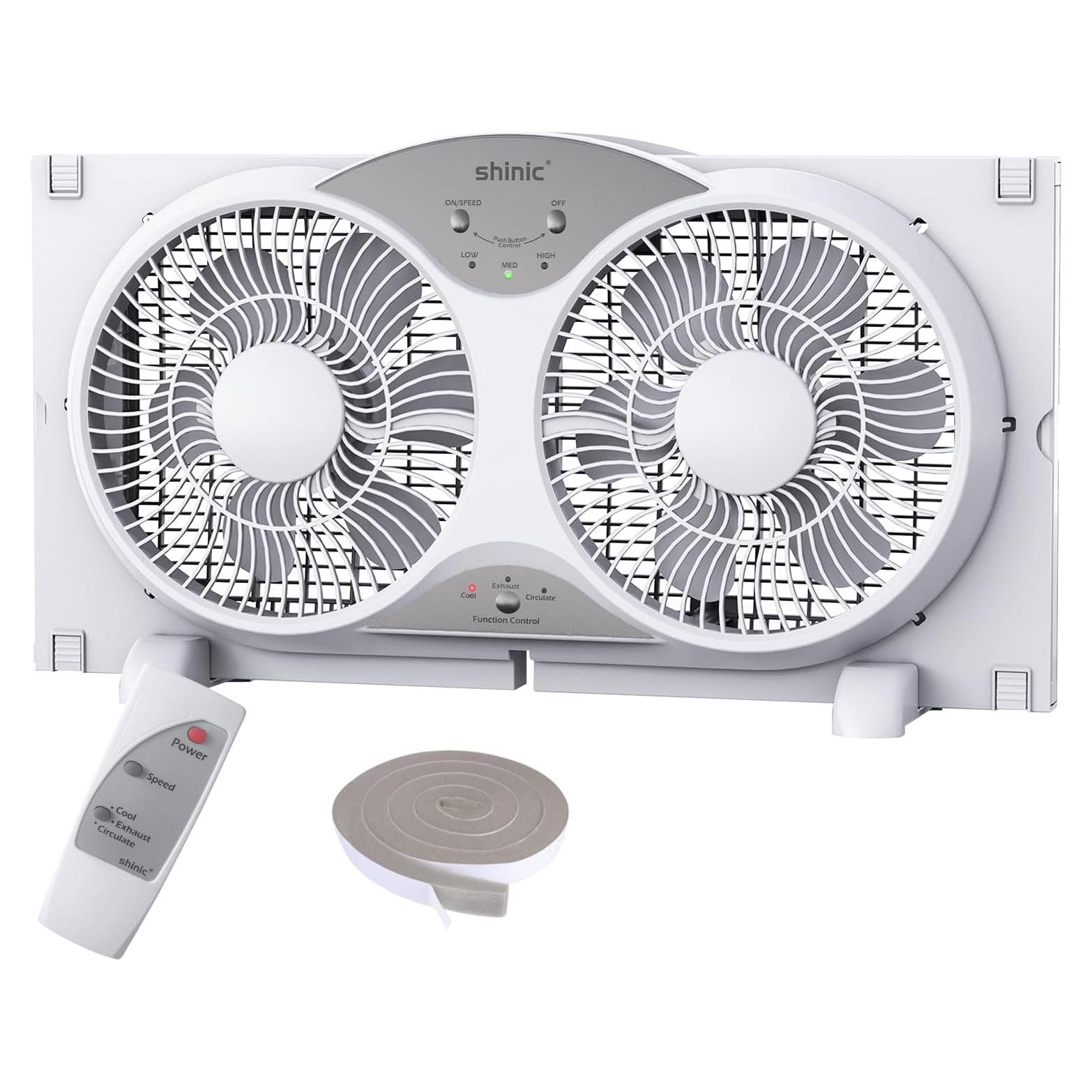 Ventilador de Ventana Shinic BP2-9A, 3 Velocidades, Control Remoto