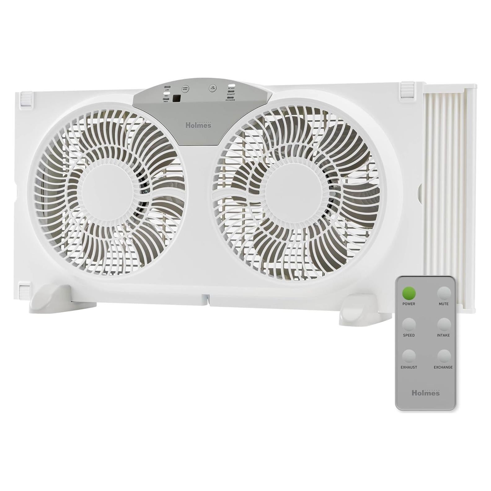 Ventilador de Ventana Digital Doble HOLMES 9" Blanco 3 Velocidades
