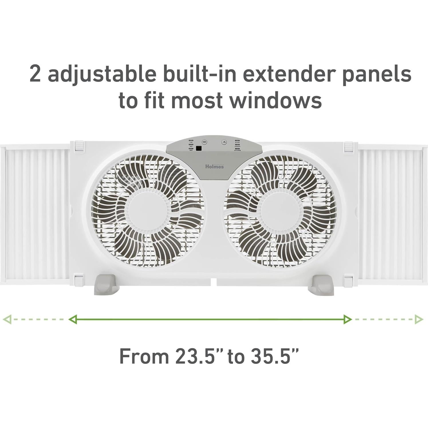 Ventilador de Ventana Digital Doble HOLMES 9" Blanco 3 Velocidades